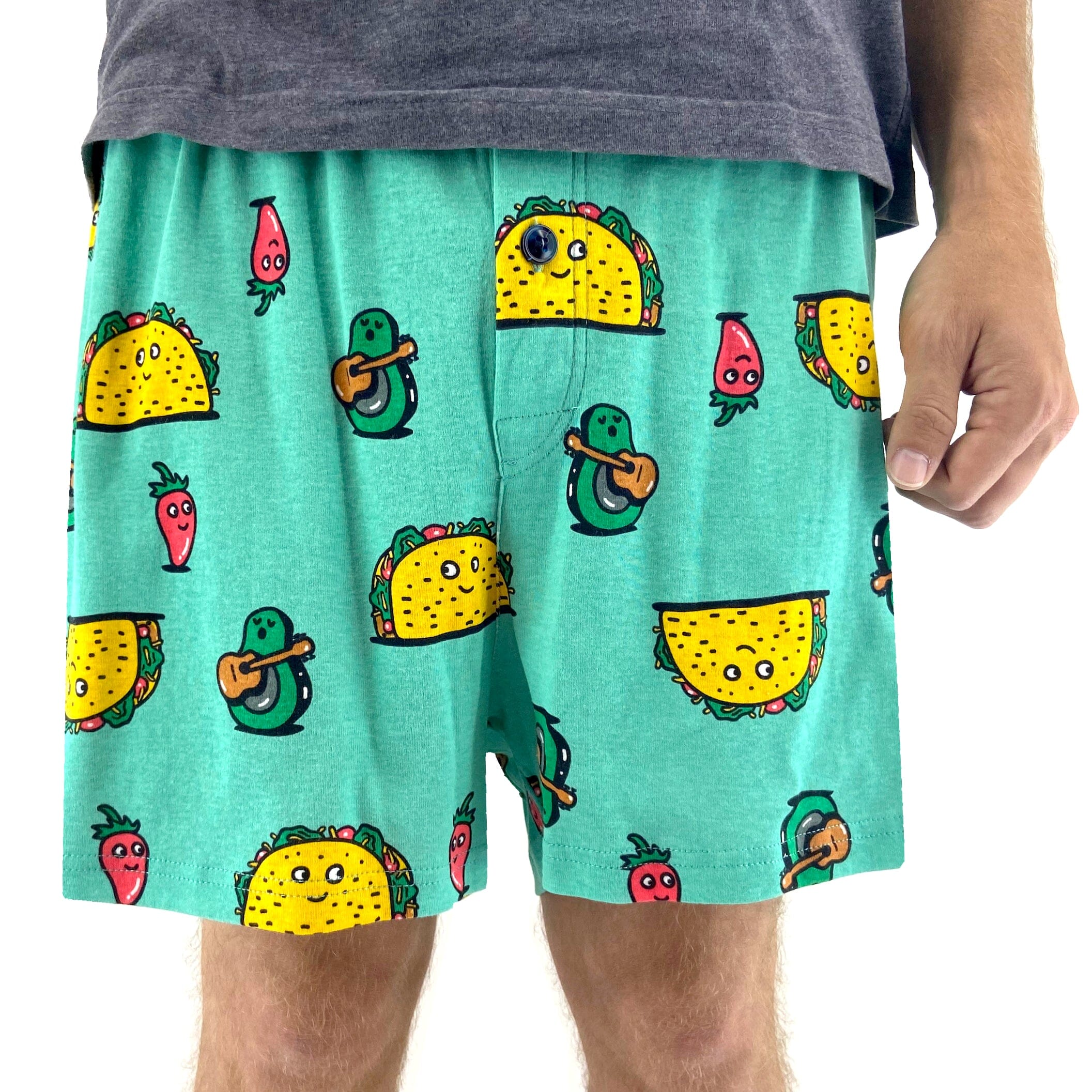 Men's Sleepwear Super Comfy Smiley Taco All Over Print Pajama Shorts
