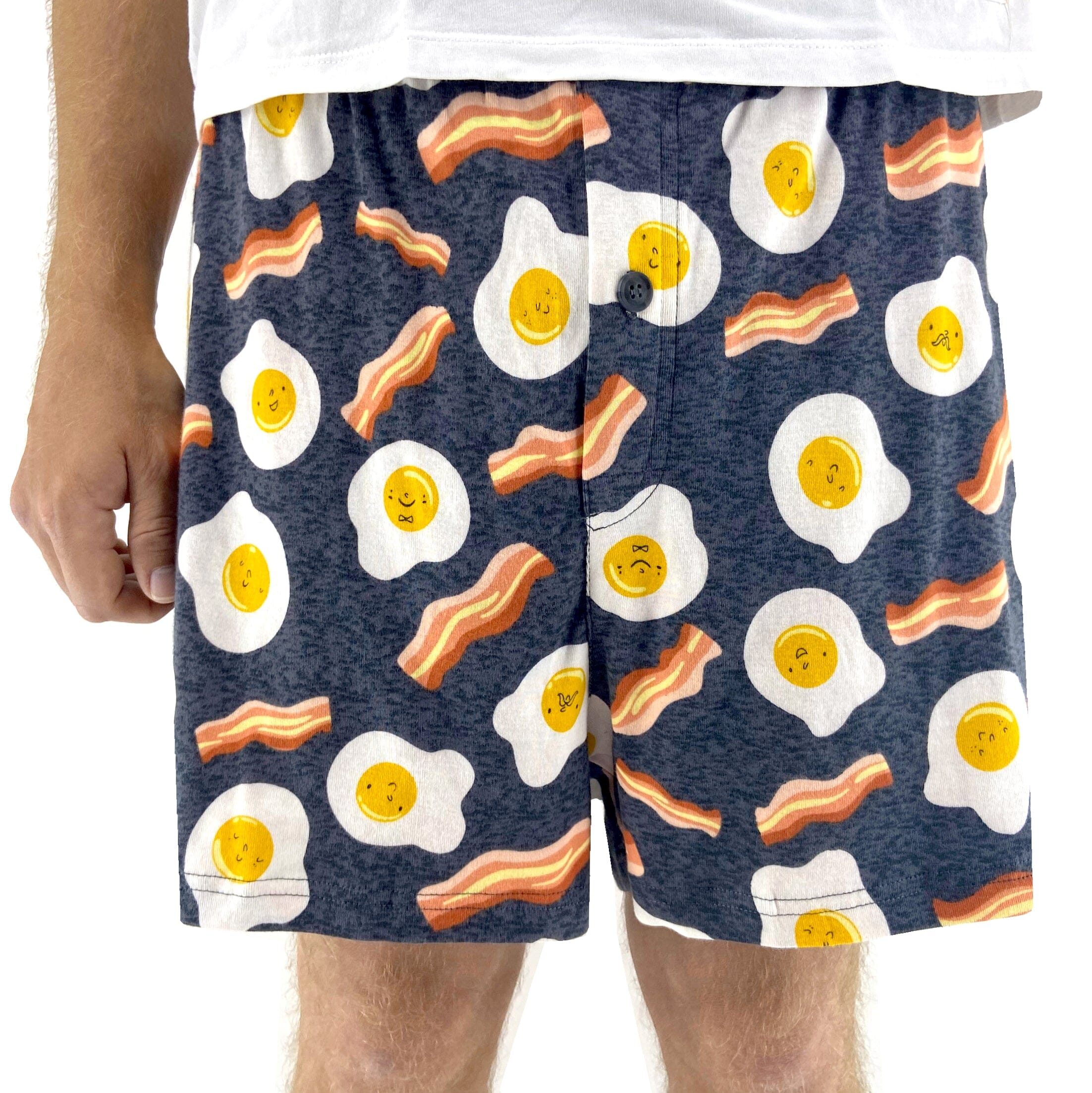 Bacon And Egg Sleep Pajama Shorts For Men. Buy Men's Breakfast Boxers