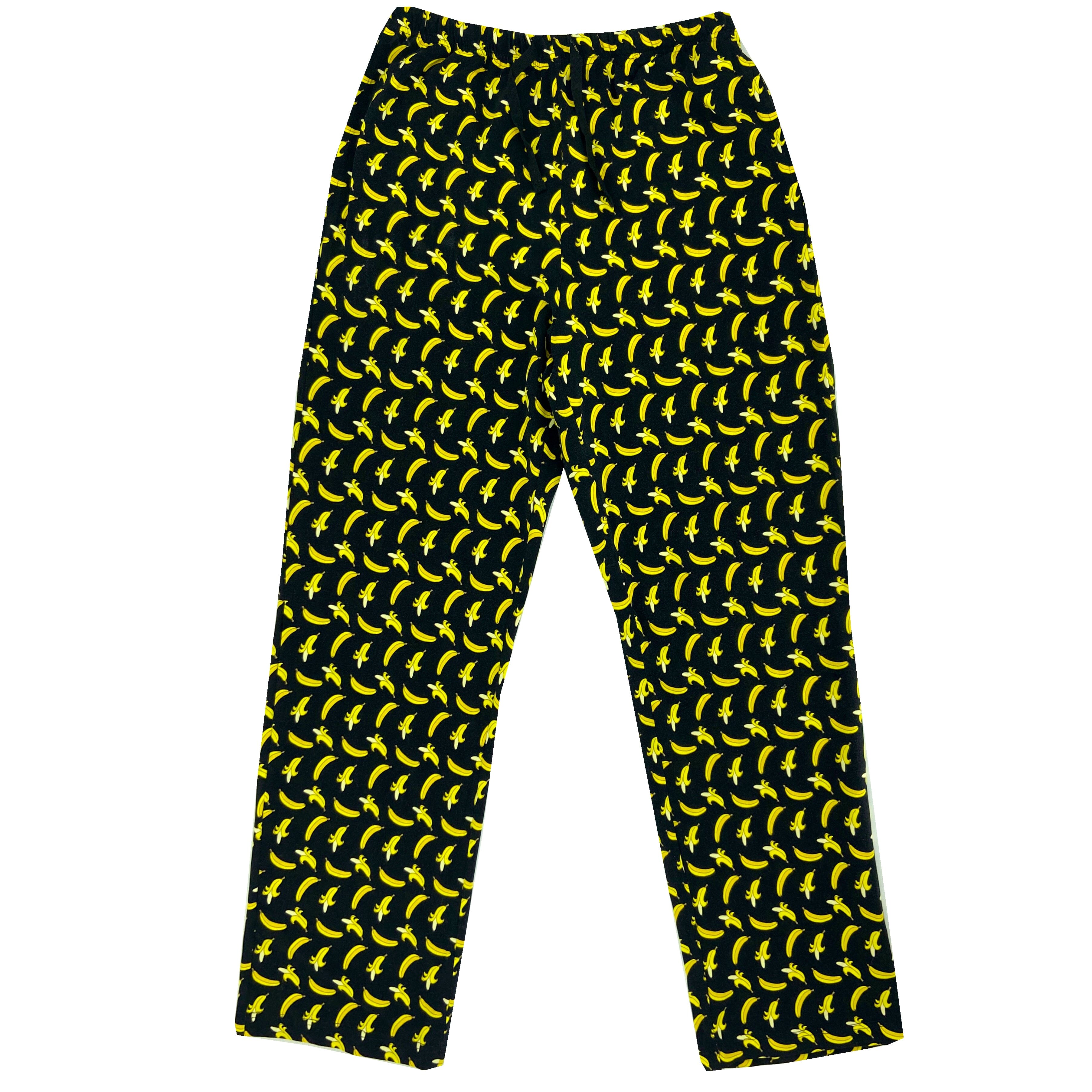 Men's Comfy Banana Print Food Inspired Long Cotton Pajama Pant Bottoms