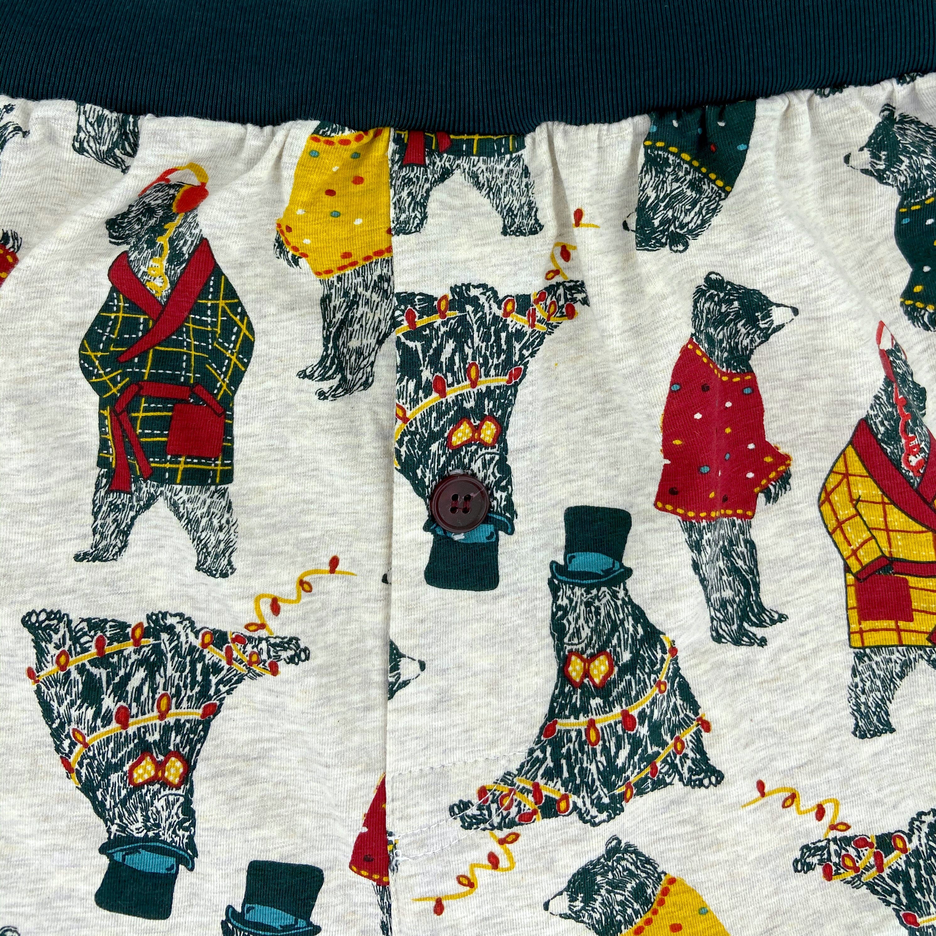 Men's Bears in Sweaters All Over Print Cotton Knit Boxer Pajama Shorts