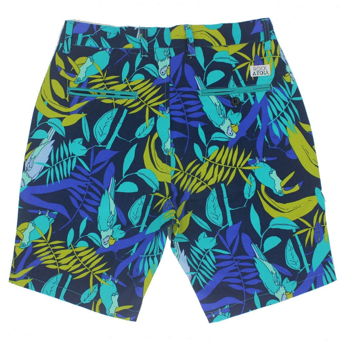Blue Green Palm Leaves Bird Animal Print Men's Shorts