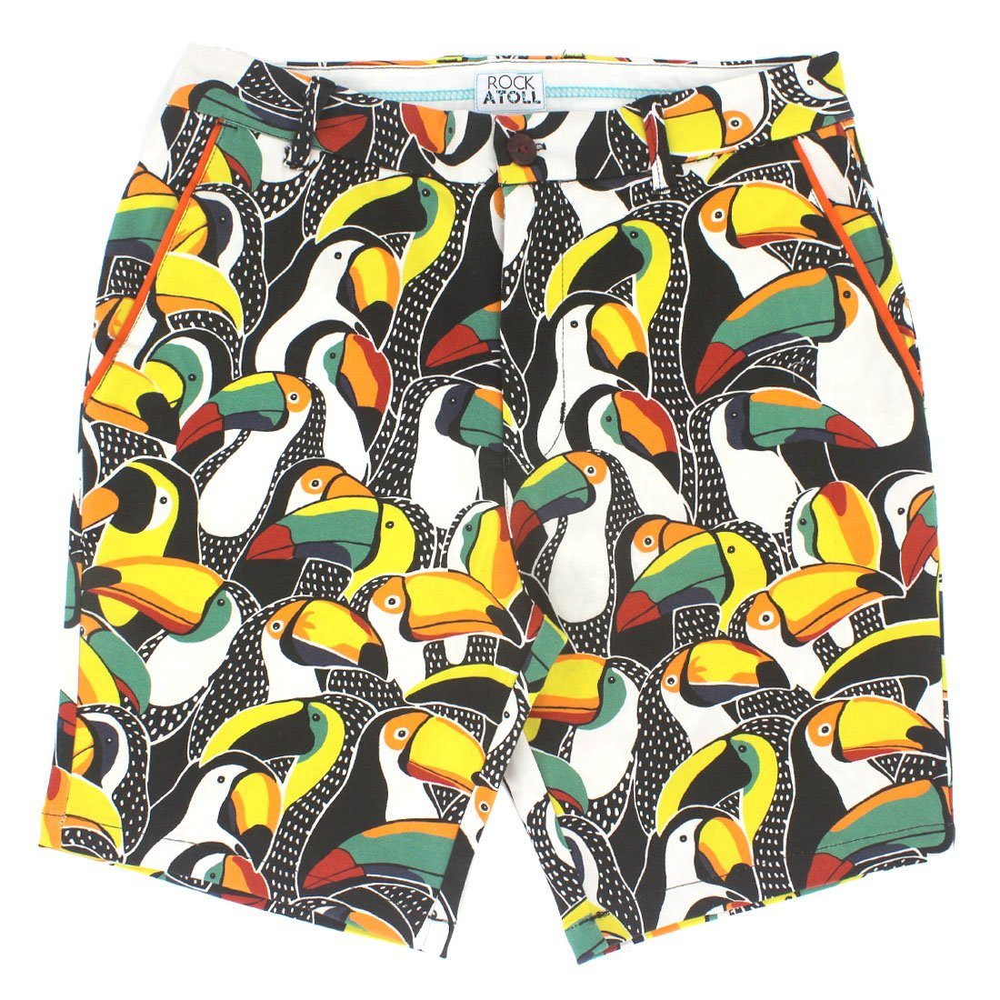 Fun Colorful Patterned Men's Flat Front Chino Shorts in Novelty Prints