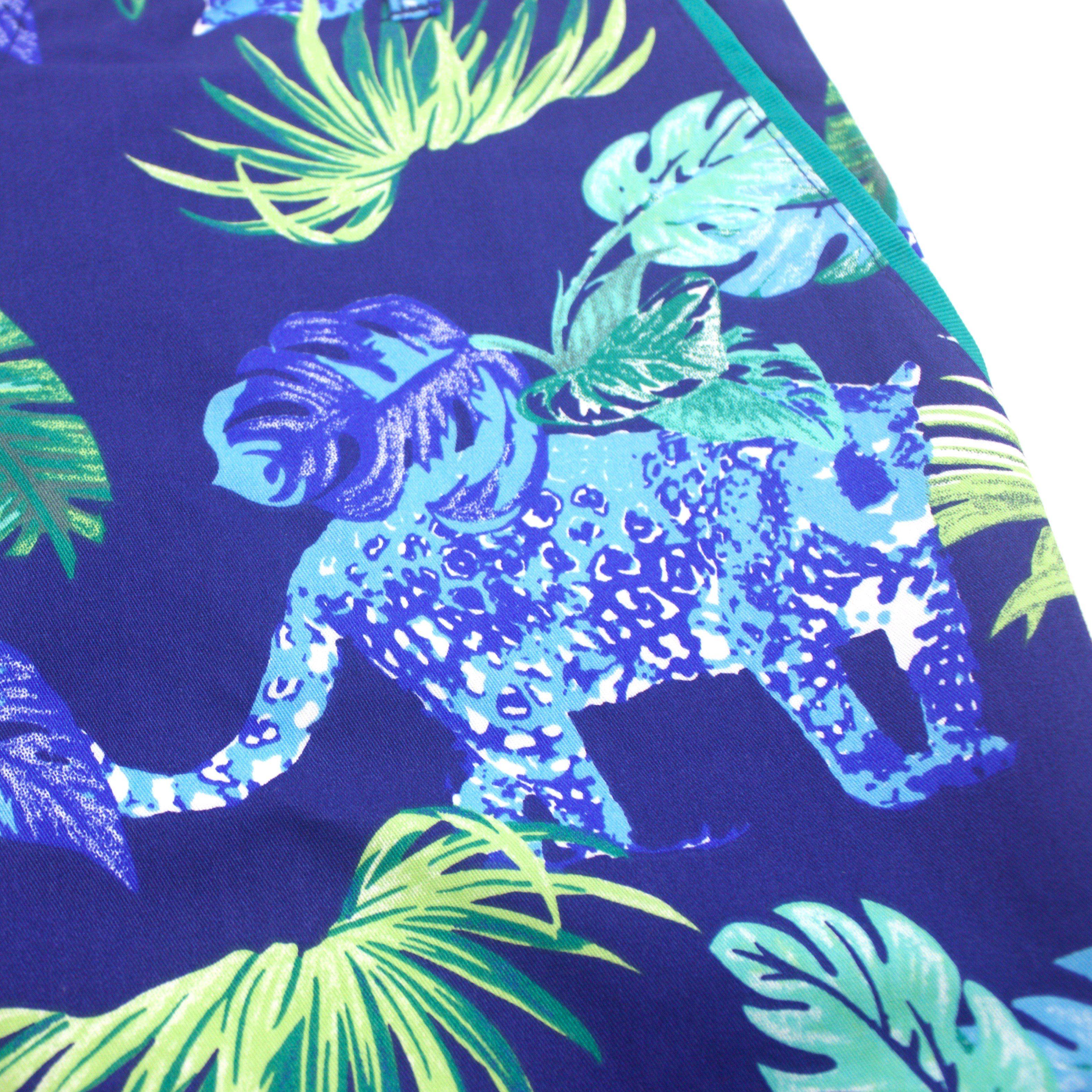 Bright Blue Bold Crazy Leopard Pattern Flat Front Shorts for Men