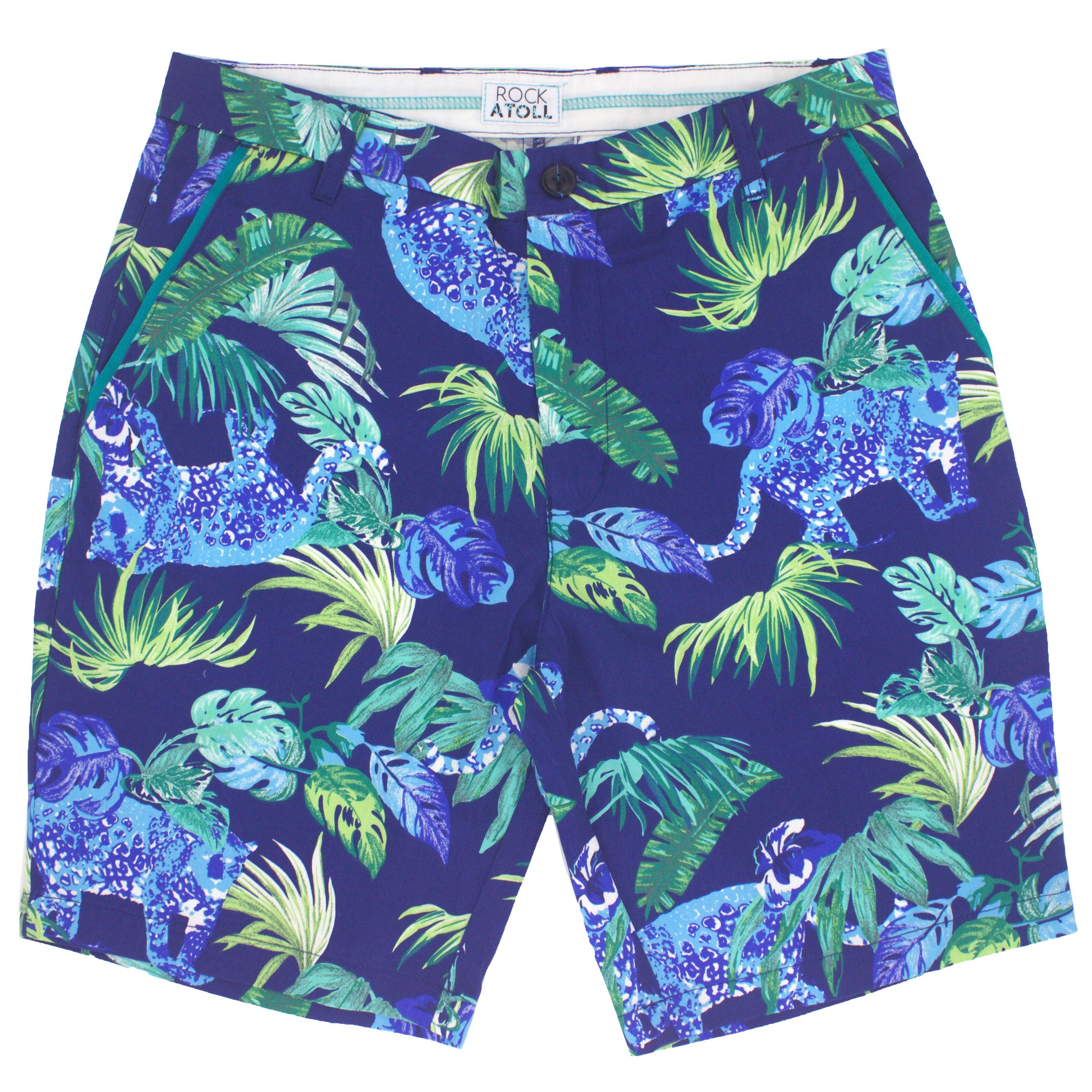 Blue Leopards and Palm Leaves All Over Print Mens Shorts