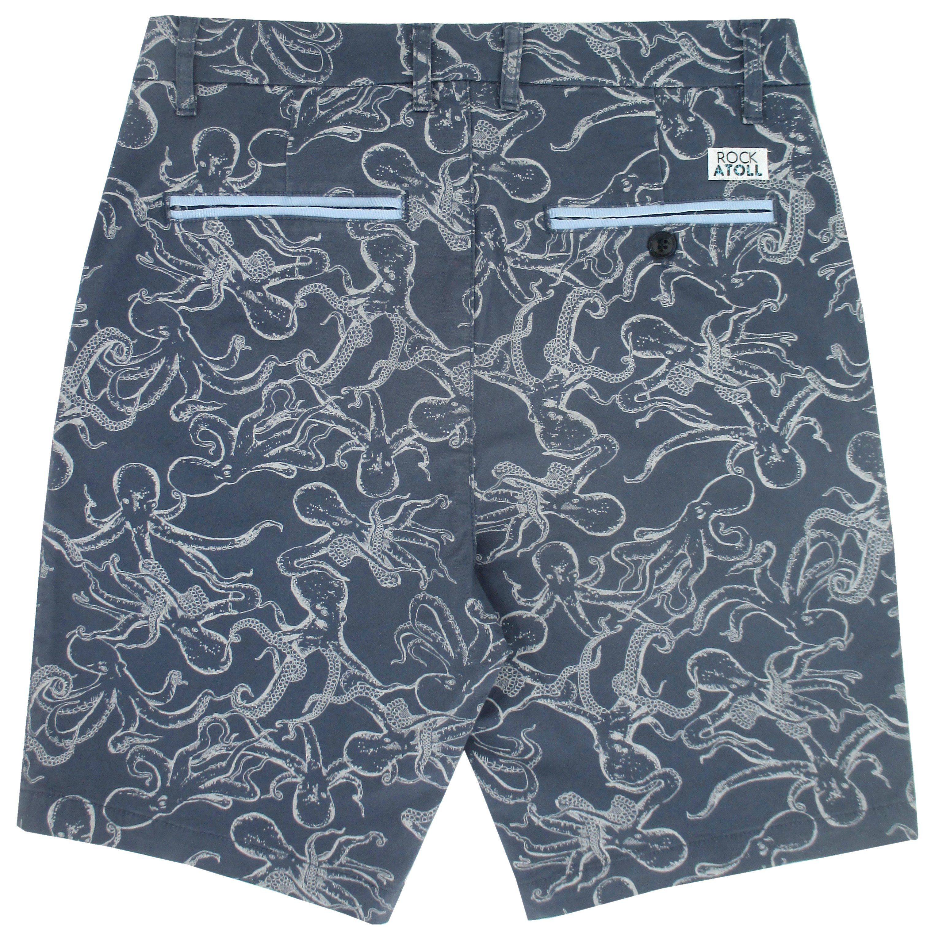 Rock Atoll Bold Octopus Patterned Flat Front Shorts for Men