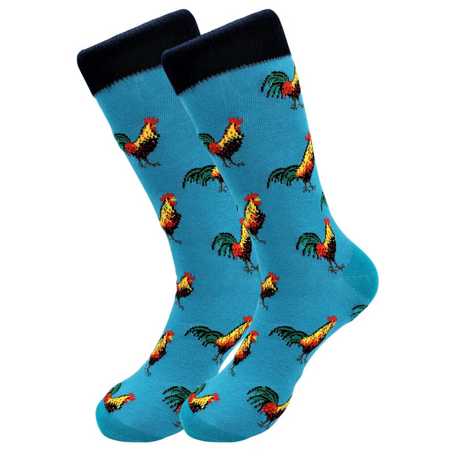 Sock Lovers Funky Rooster Cock Bird Patterned Novelty Crew Socks