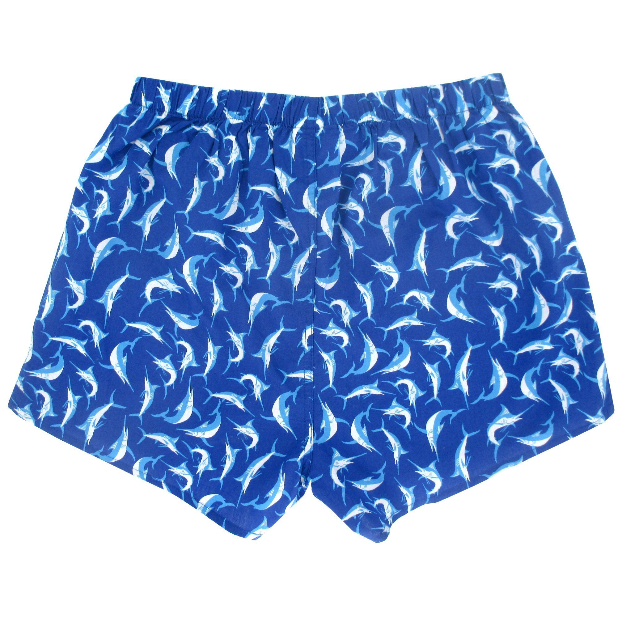 Swordfish Patterned Marlin Fish All Over Print Cotton Boxer Shorts Underwear for Men