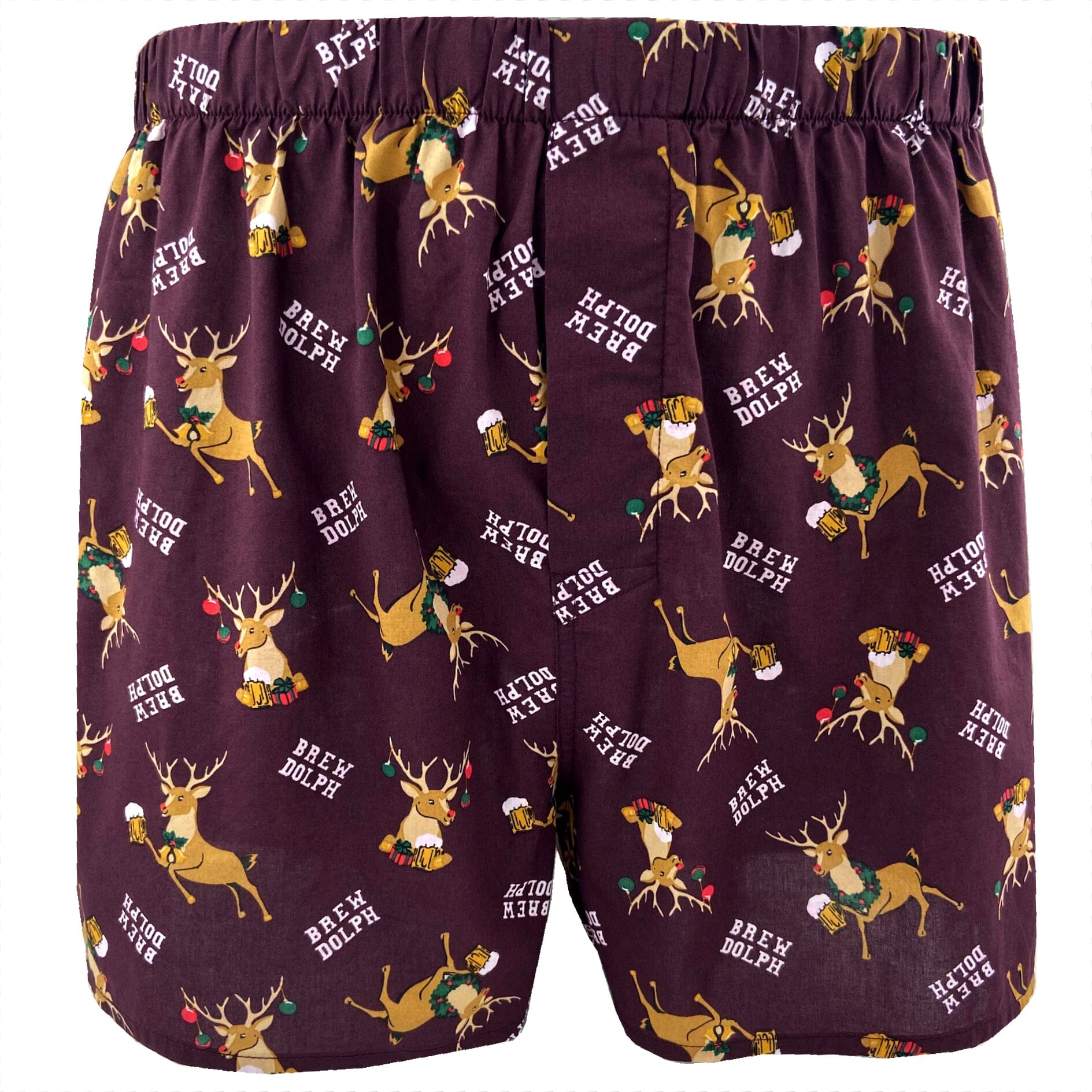 Brewdolph Red Nose Reindeer Drinking Beer Novelty Print Boxer Shorts