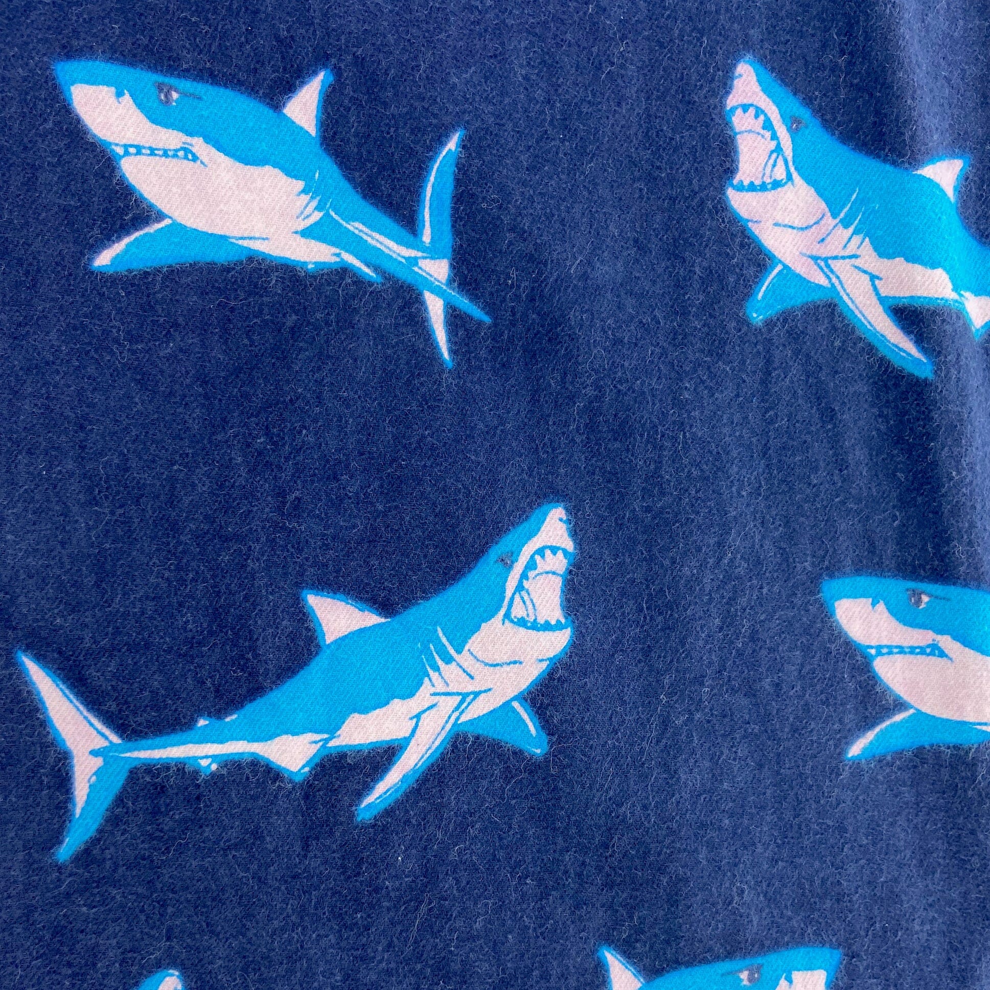 Men's Great White Shark Patterned Woven Cotton Long PJ Pajama Pants