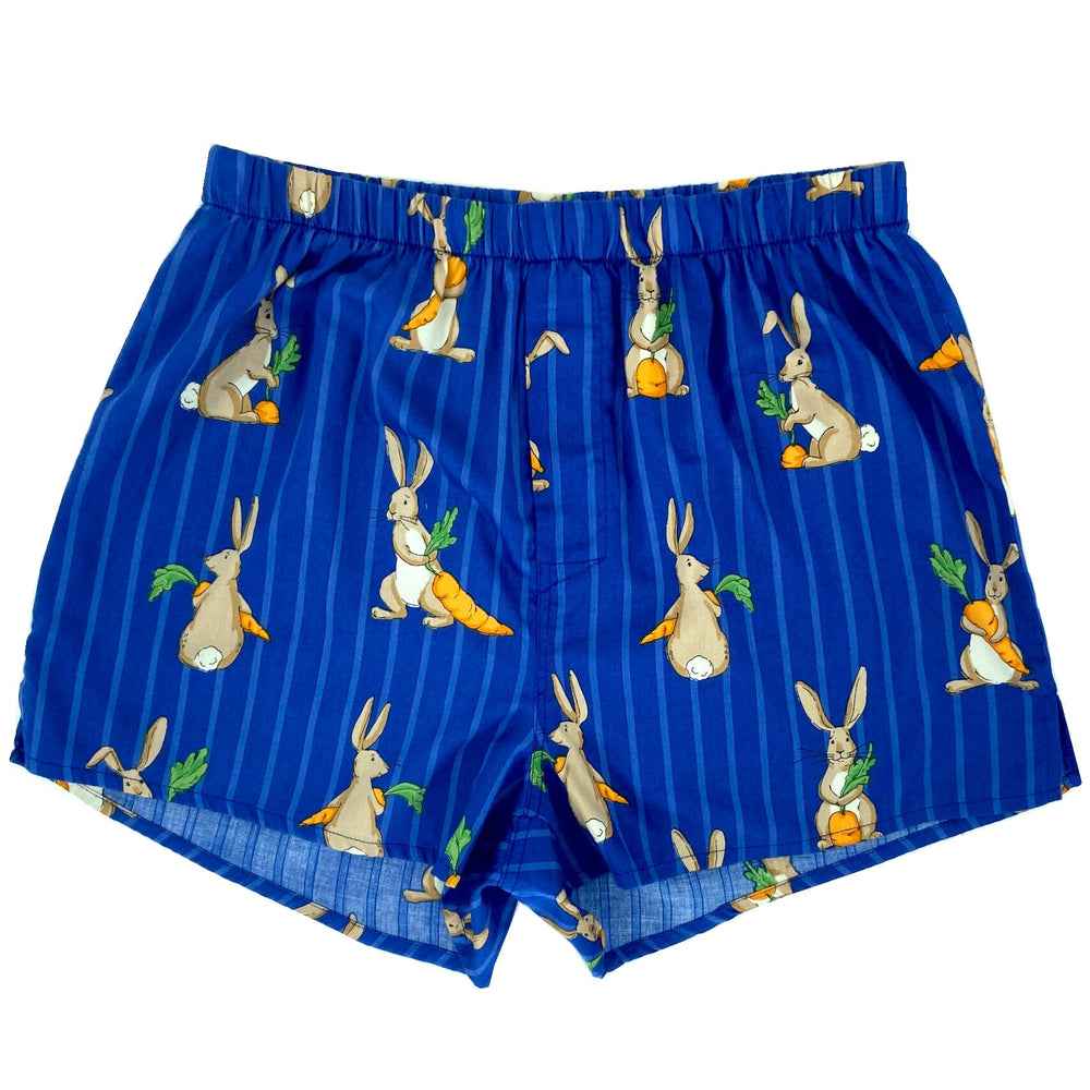 Unusual Bunny Rabbit Hare Novelty Print Striped Cotton Boxer Shorts