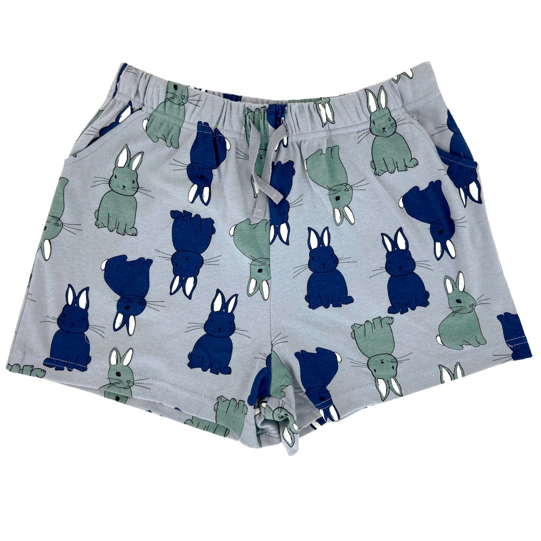 Women's Grey Bunny Rabbit All-Over Print Jersey Knit PJ Pyjama Shorts