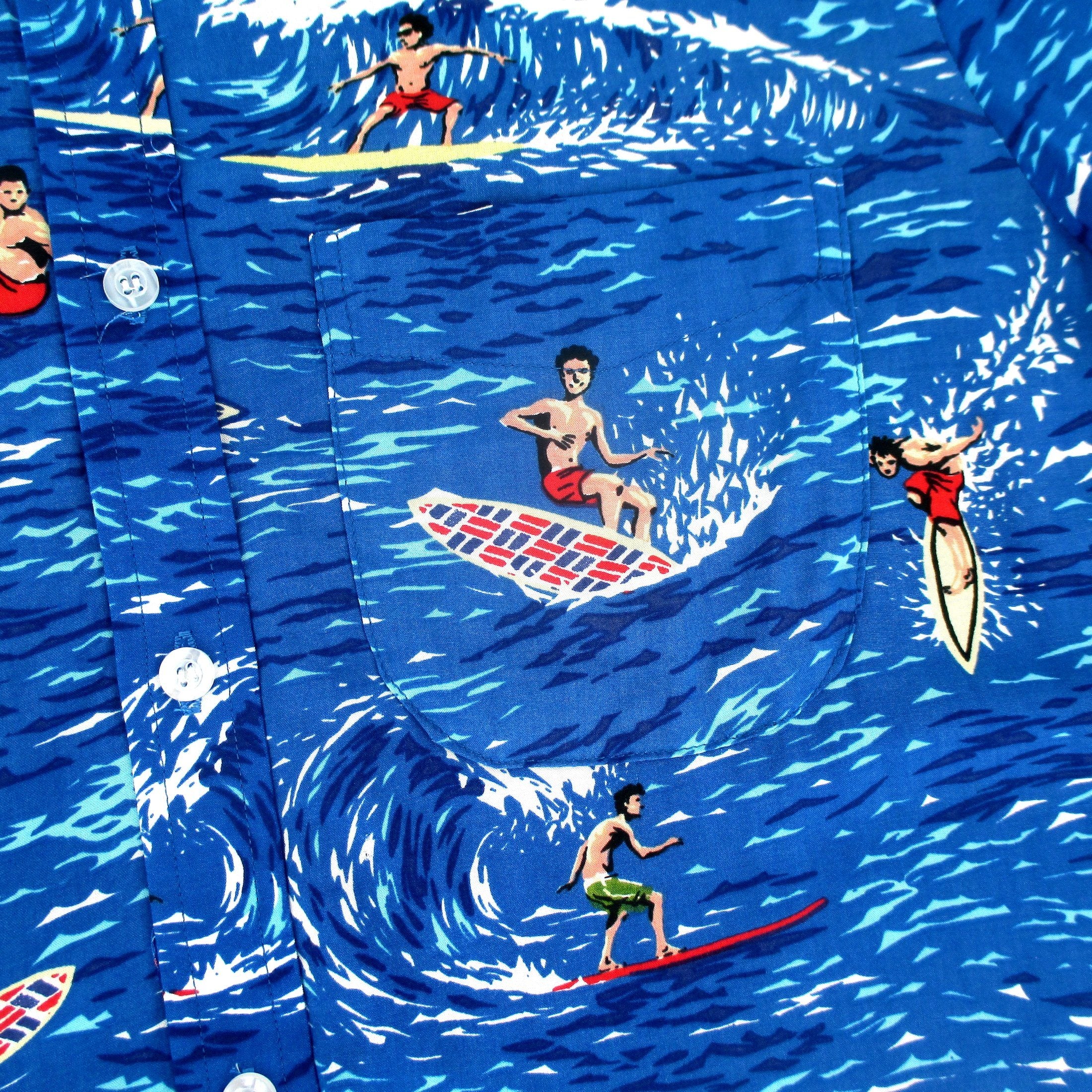 Men's Short Sleeve Button Down Surfers Surfing Print Hawaiian Shirt