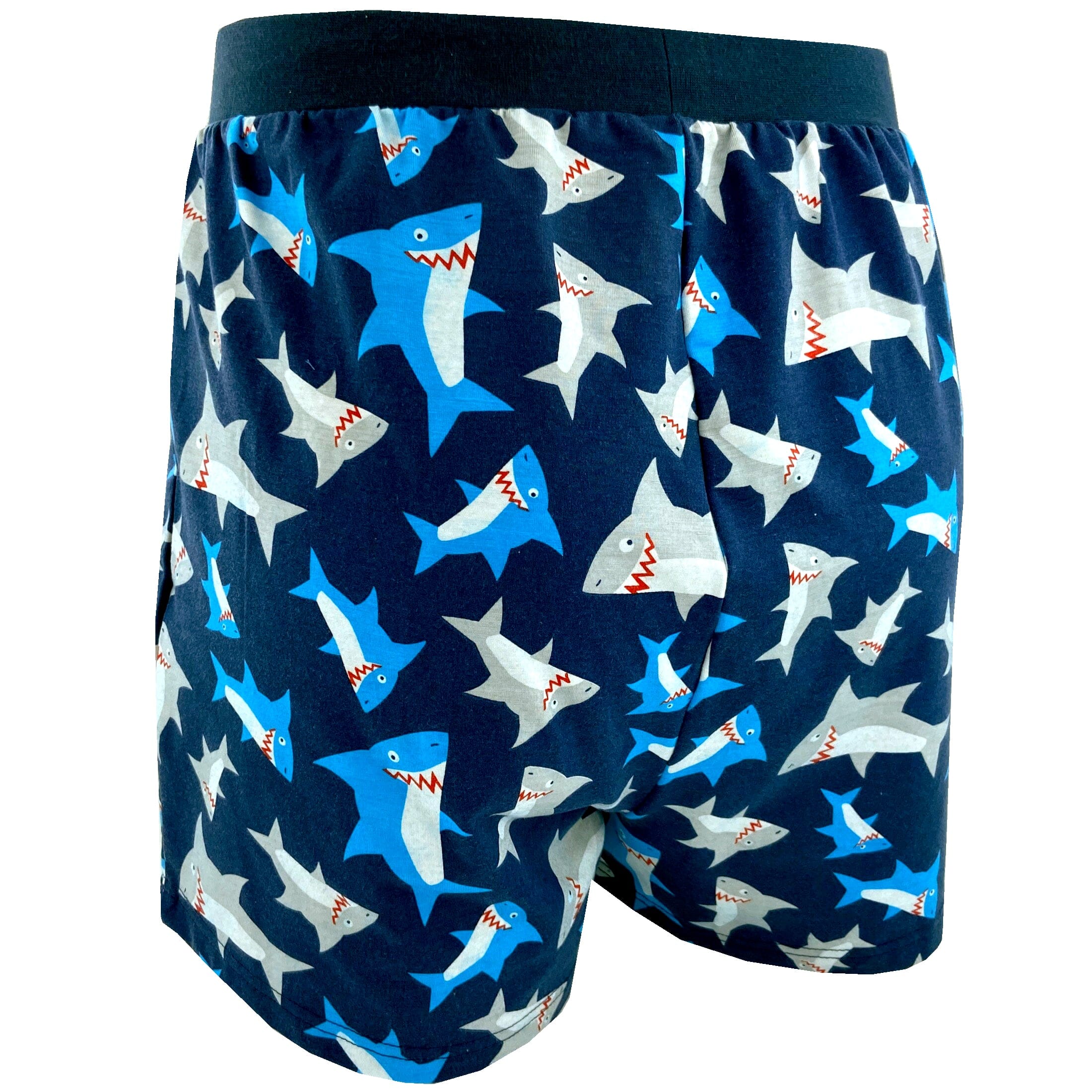 Men's Smiley Shark Novelty Print Cotton Boxer Pajama Sleep Shorts