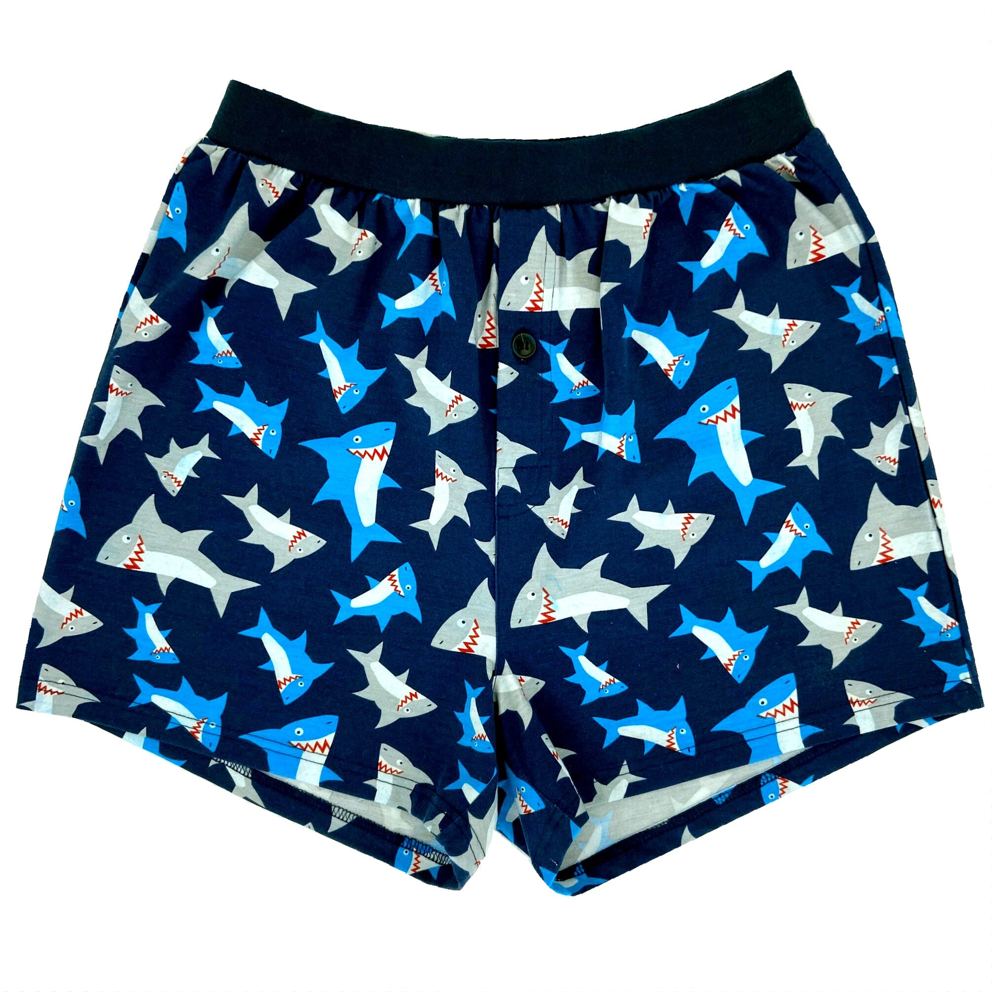 Men's Smiley Shark Novelty Print Cotton Boxer Pajama Sleep Shorts