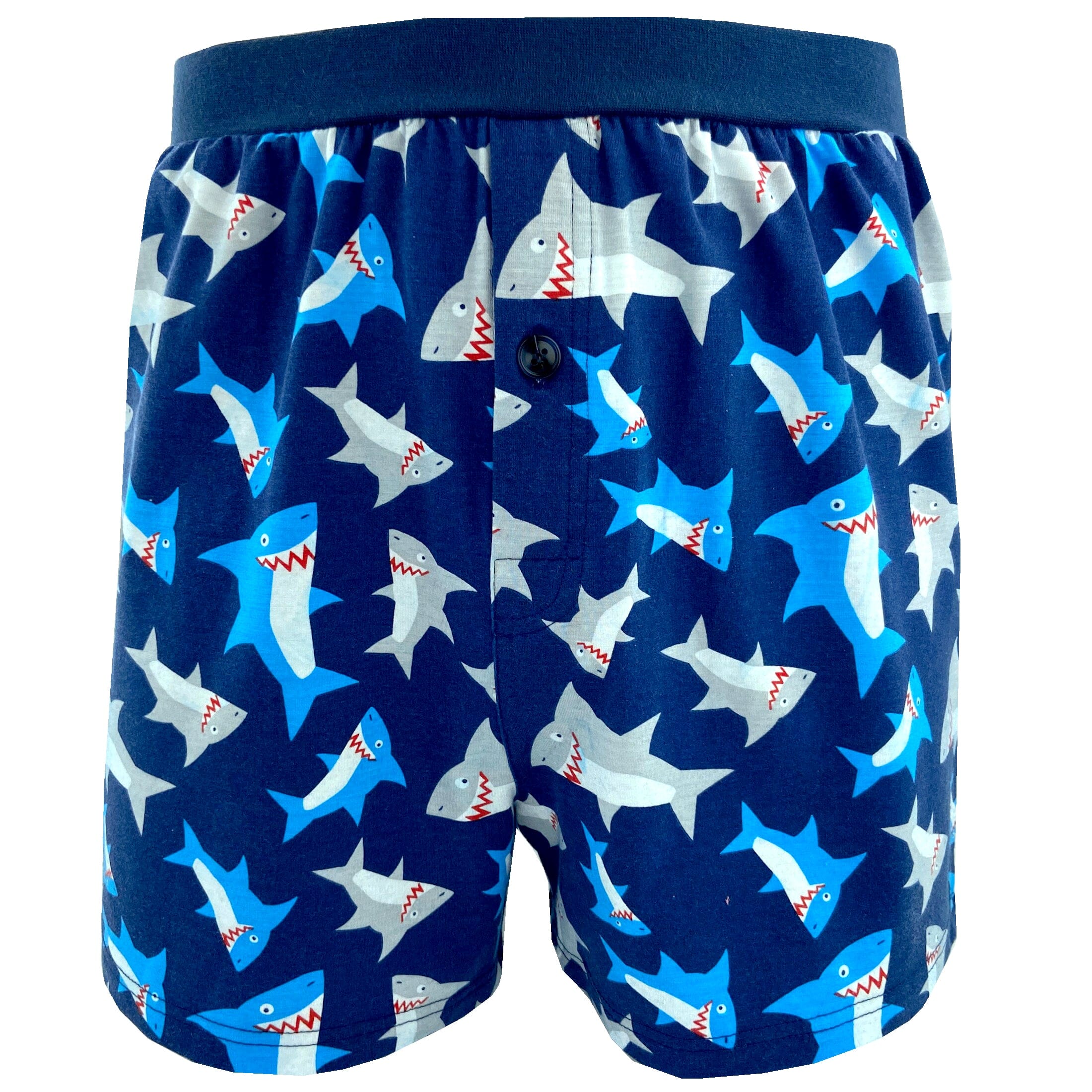 Men's Smiley Shark Novelty Print Cotton Boxer Pajama Sleep Shorts