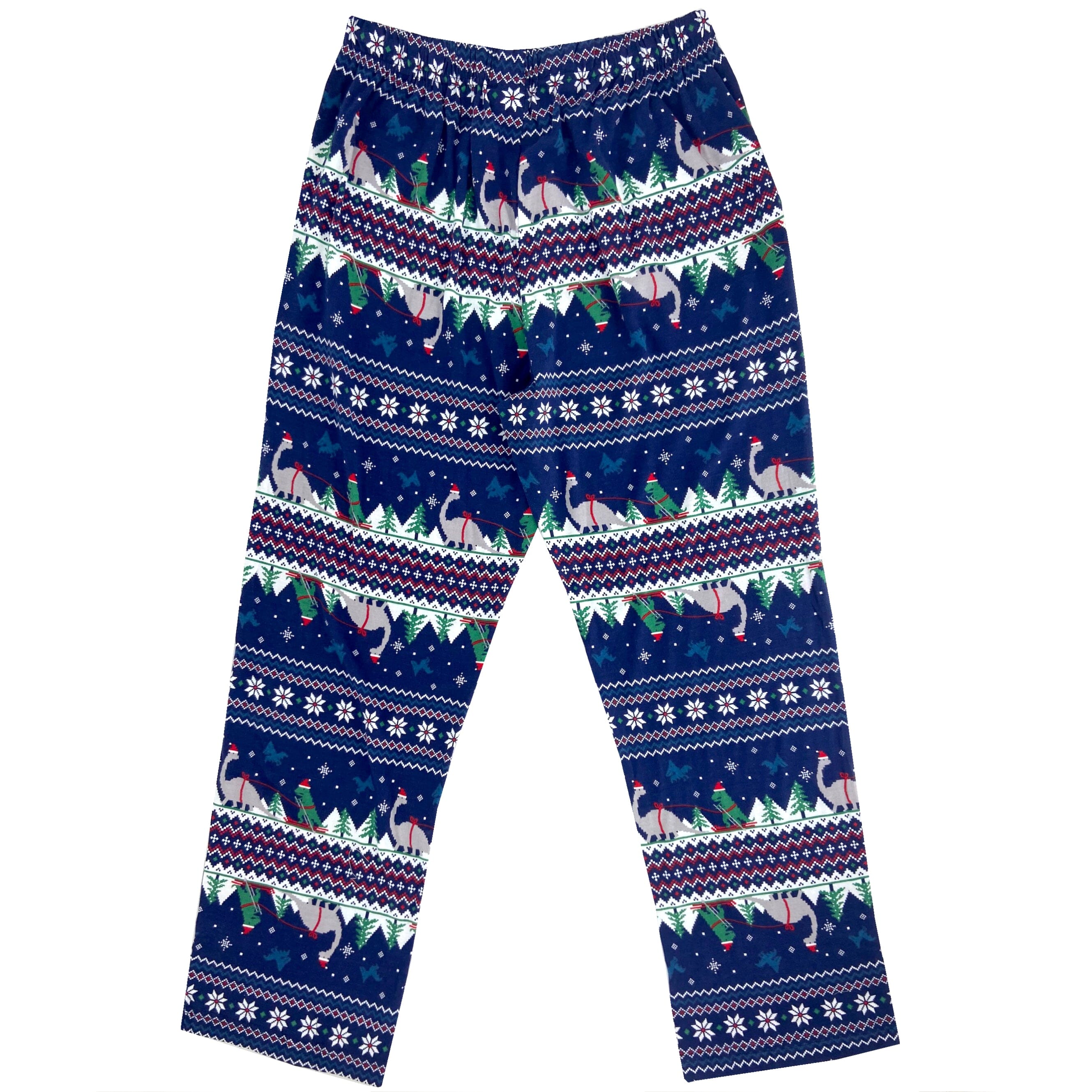 Men's Festive Dinosaurs in Santa Hats Print Cotton Long Pajama Pants
