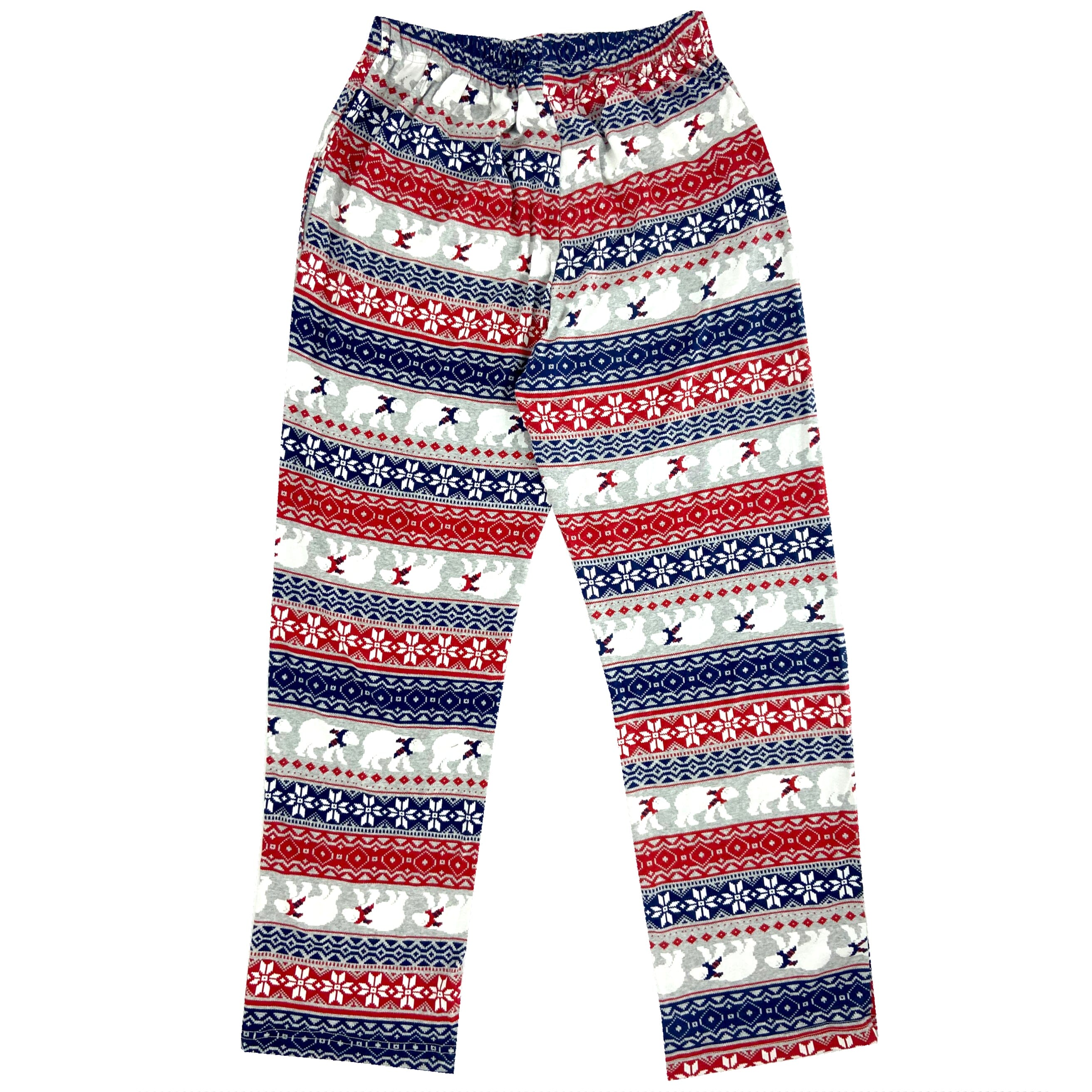 Men's Christmas Polar Bear Novelty Print Soft Knit Long Pajama Bottoms