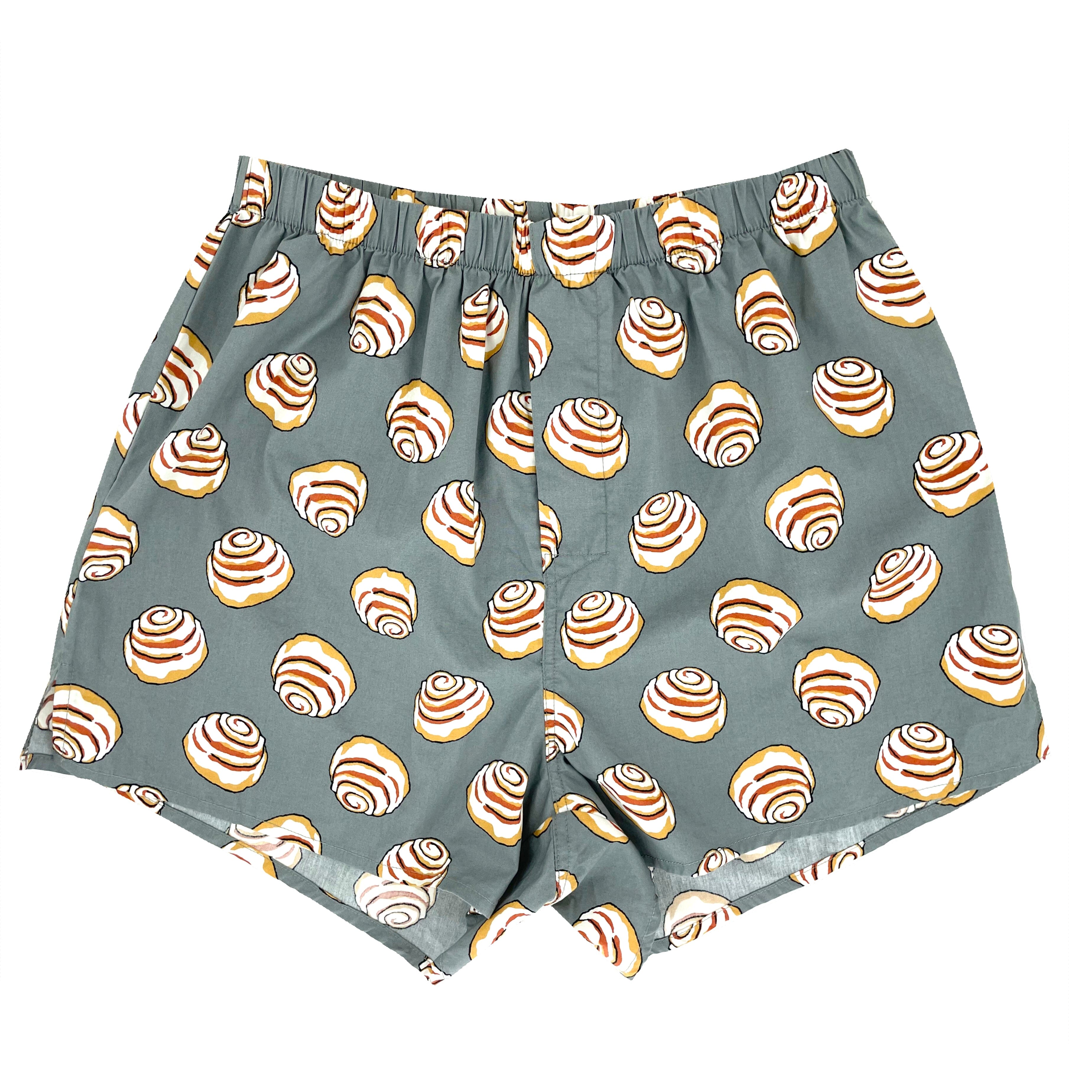 Buy Men's Food Themed Cinnamon Roll Patterned Soft Cotton Boxer Shorts