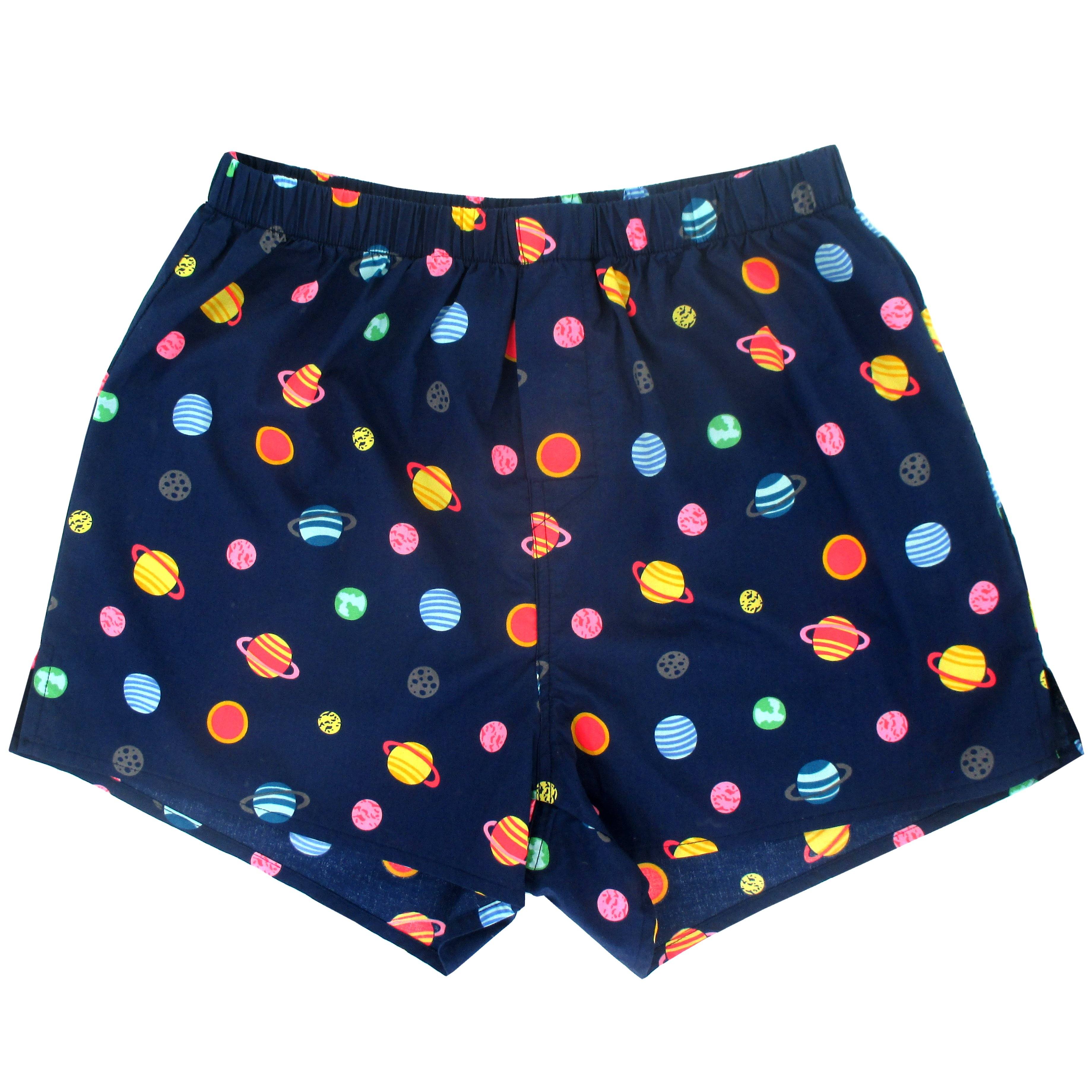 Planetary Solar System Saturn Uranus Earth All Over Print Cotton Boxer Shorts for Men