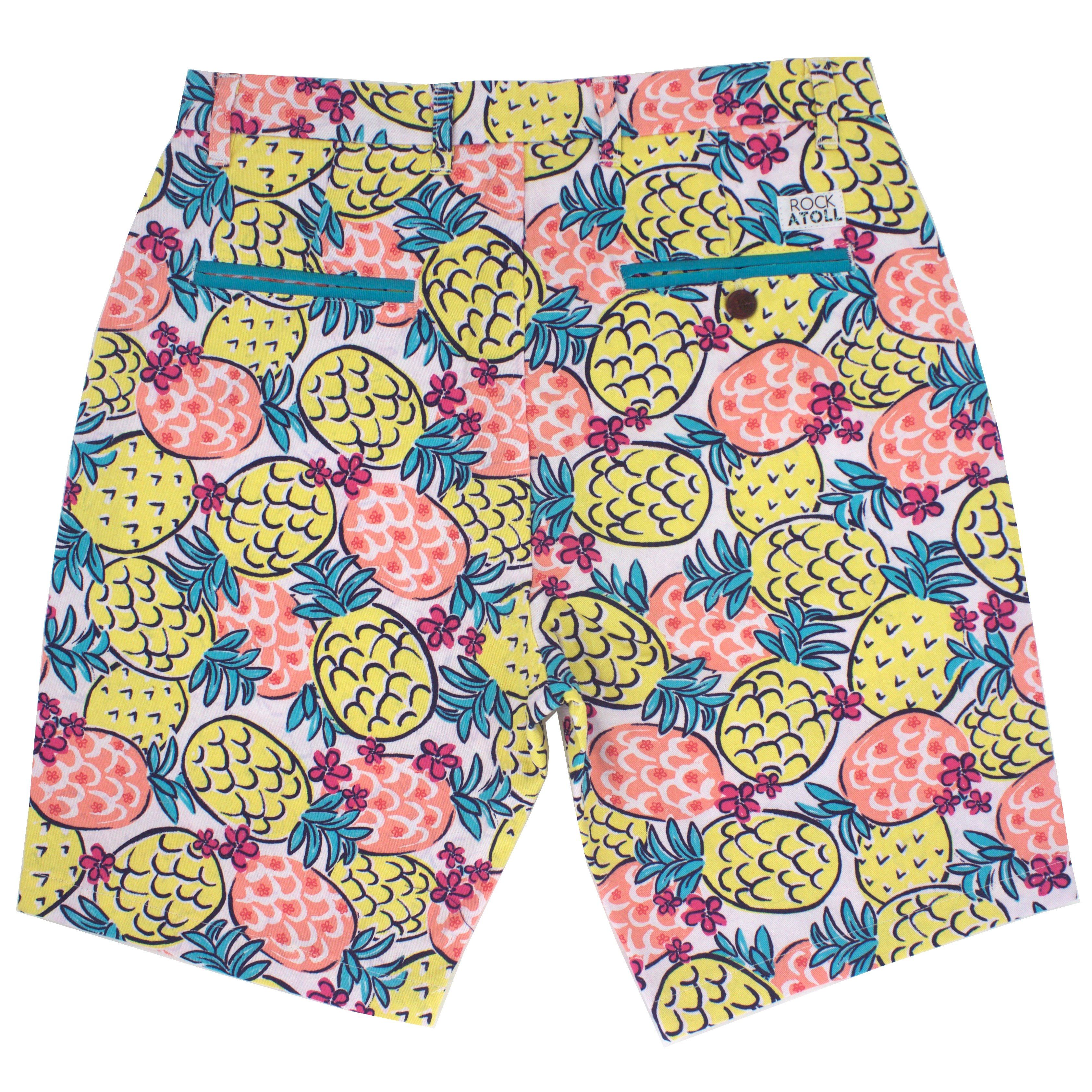 Bold Tropical Fruity Pineapple Patterned Shorts for Men