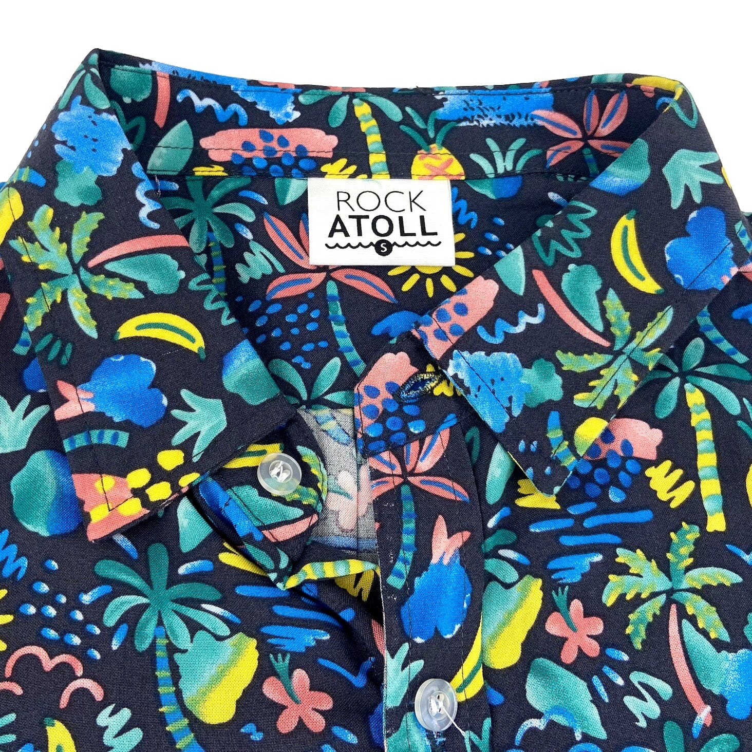 Men's Colorful Abstract Palm Tree Print Soft Button Down Aloha Shirt