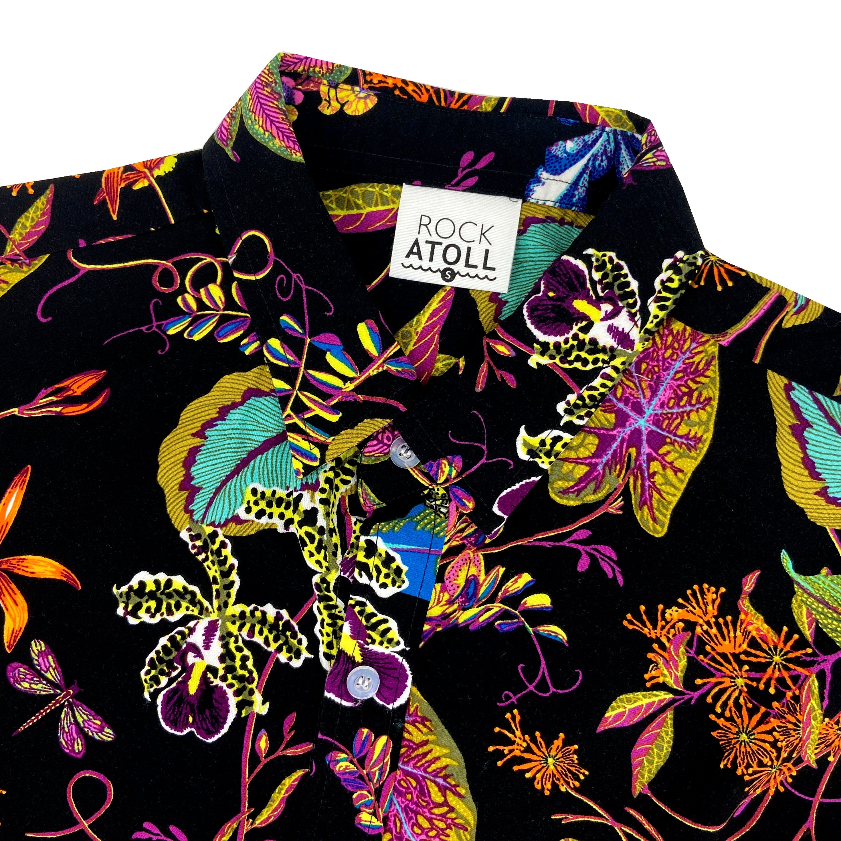 Men's Bold Colorful Tropical Flower Floral Button Down Hawaiian Shirt