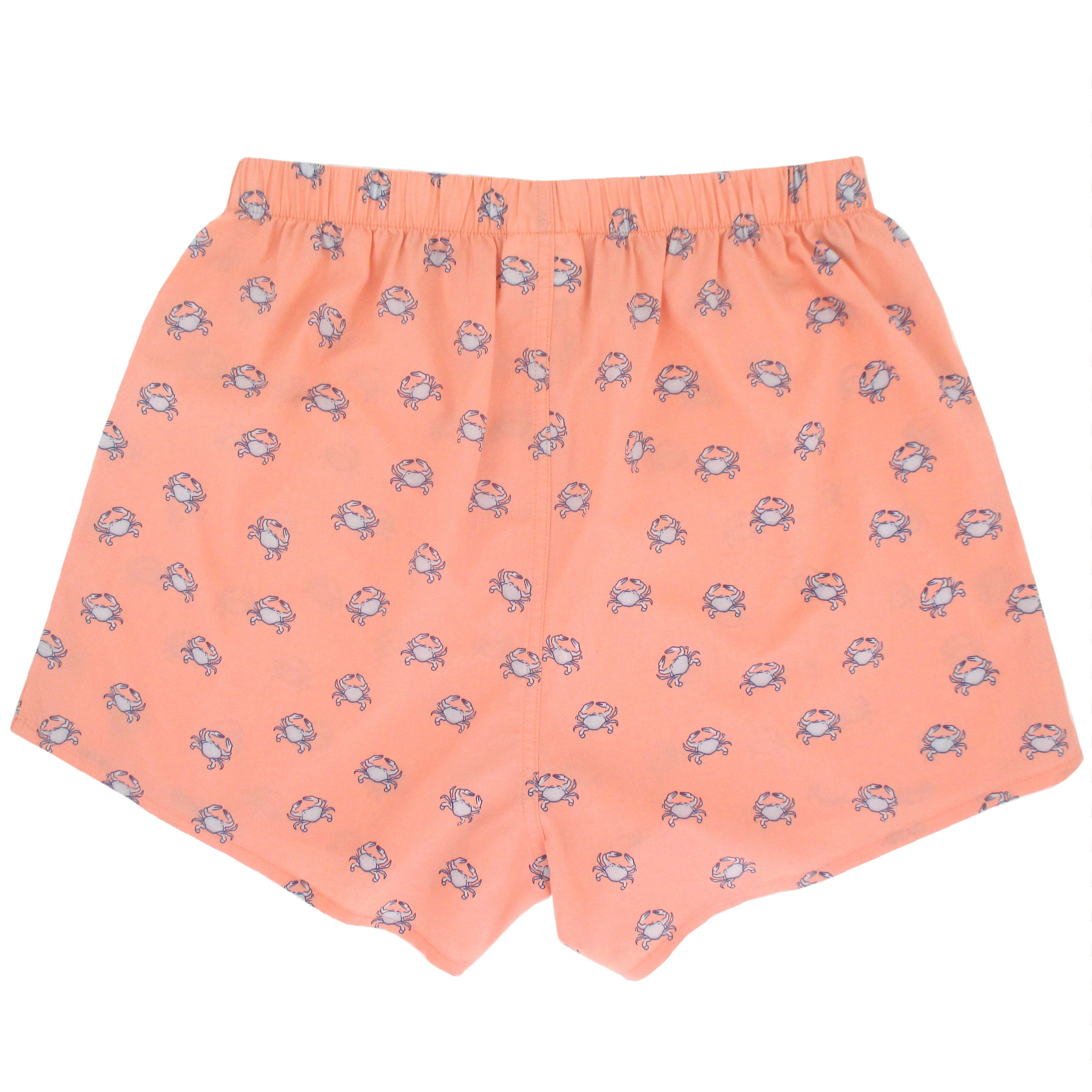 Blue Crab All Over Print Sea Creatures Themed Boxer Shorts in Orange