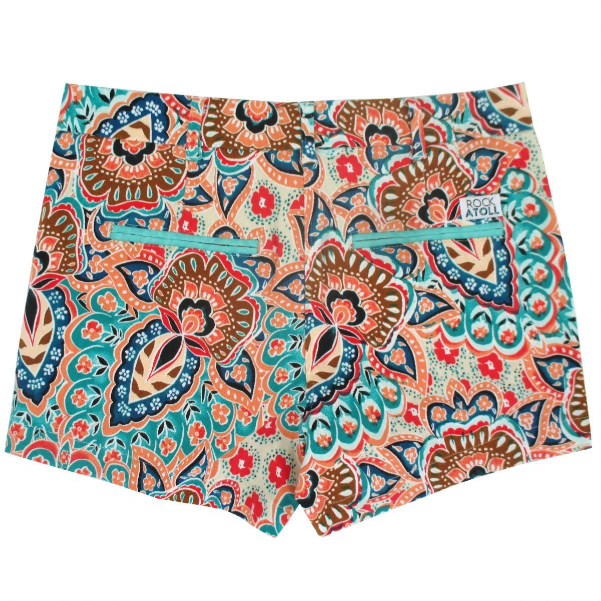 Crazy Bold Paisley Print Flat Front Bermuda Chino Shorts for Women