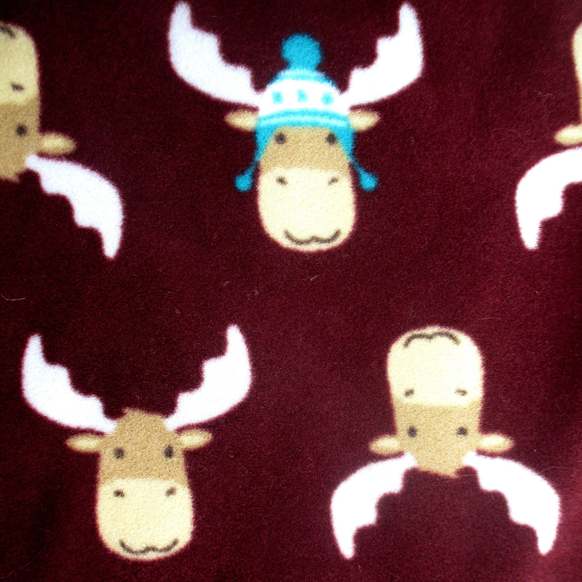 Dark Red Reindeer Moose Patterned Warm Fleece Pyjama Bottoms for Men