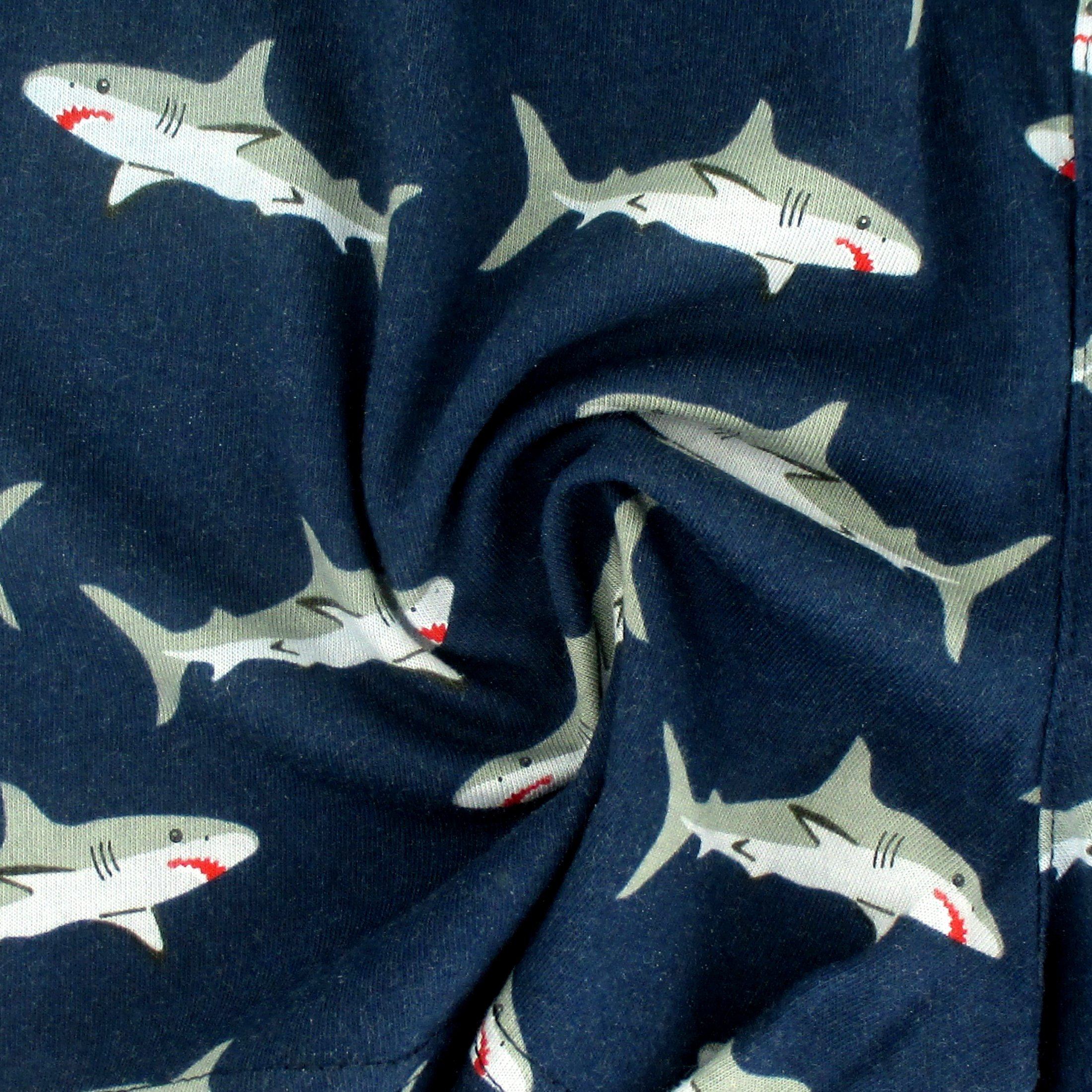 Super Soft and Comfy Cotton Jersey Stretch Knit Boxer Shorts Underwear For Men with Sharks All Over