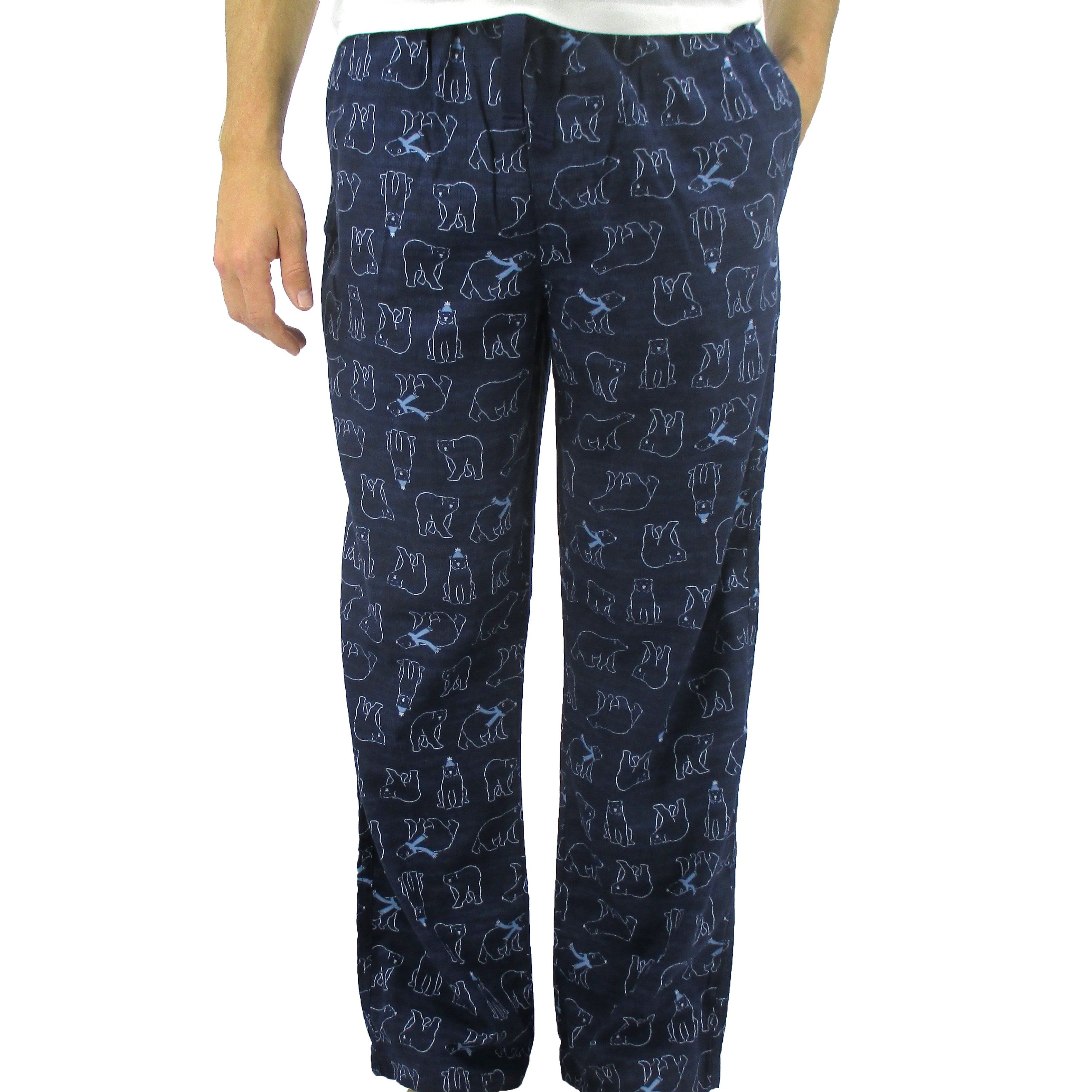 Comfy Soft Lounge Sleep Pants. PJ Pajama Bottoms for Men with Drawstring and Polar Bear Print