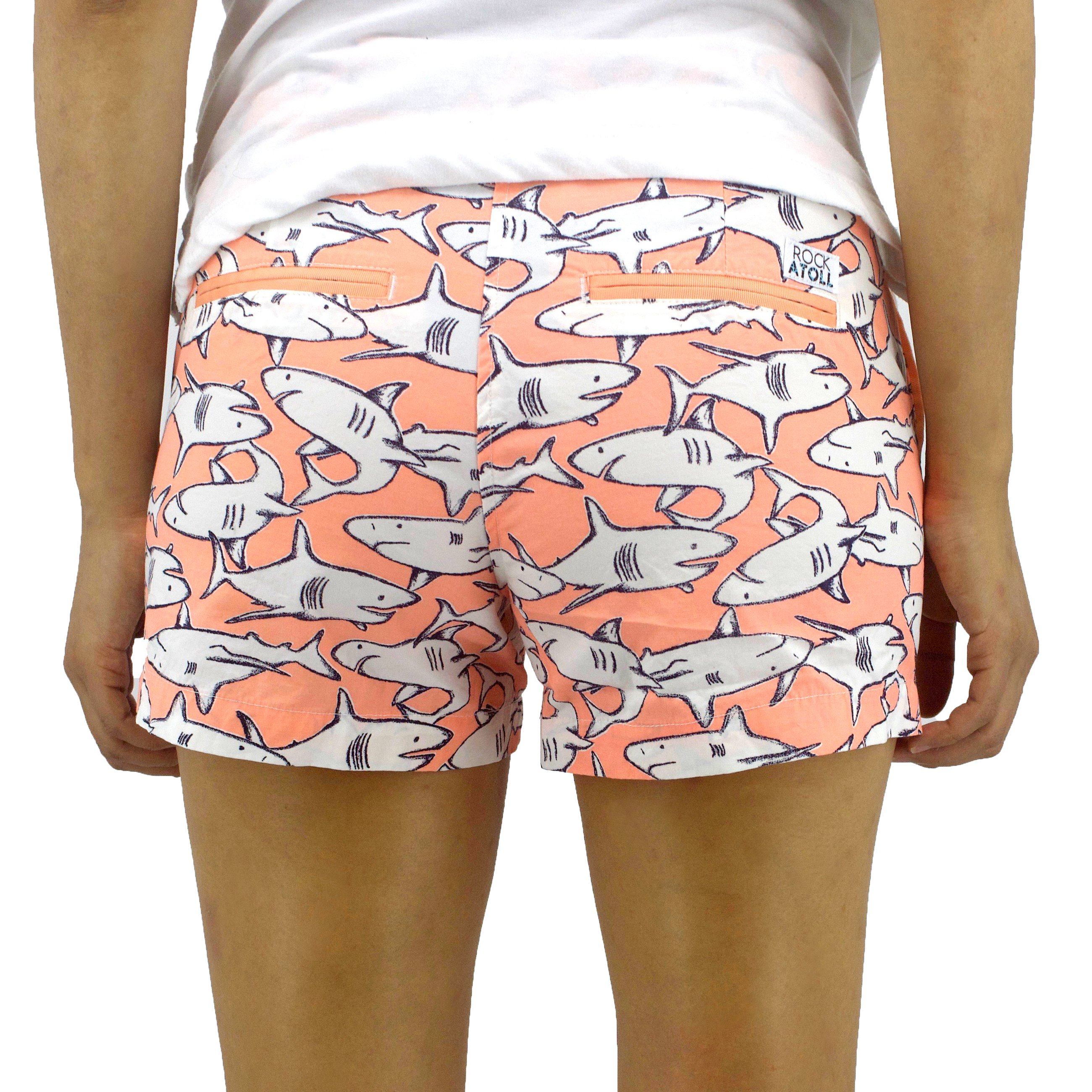 Orange Shark All Over Print Chino Bermudas Shorts