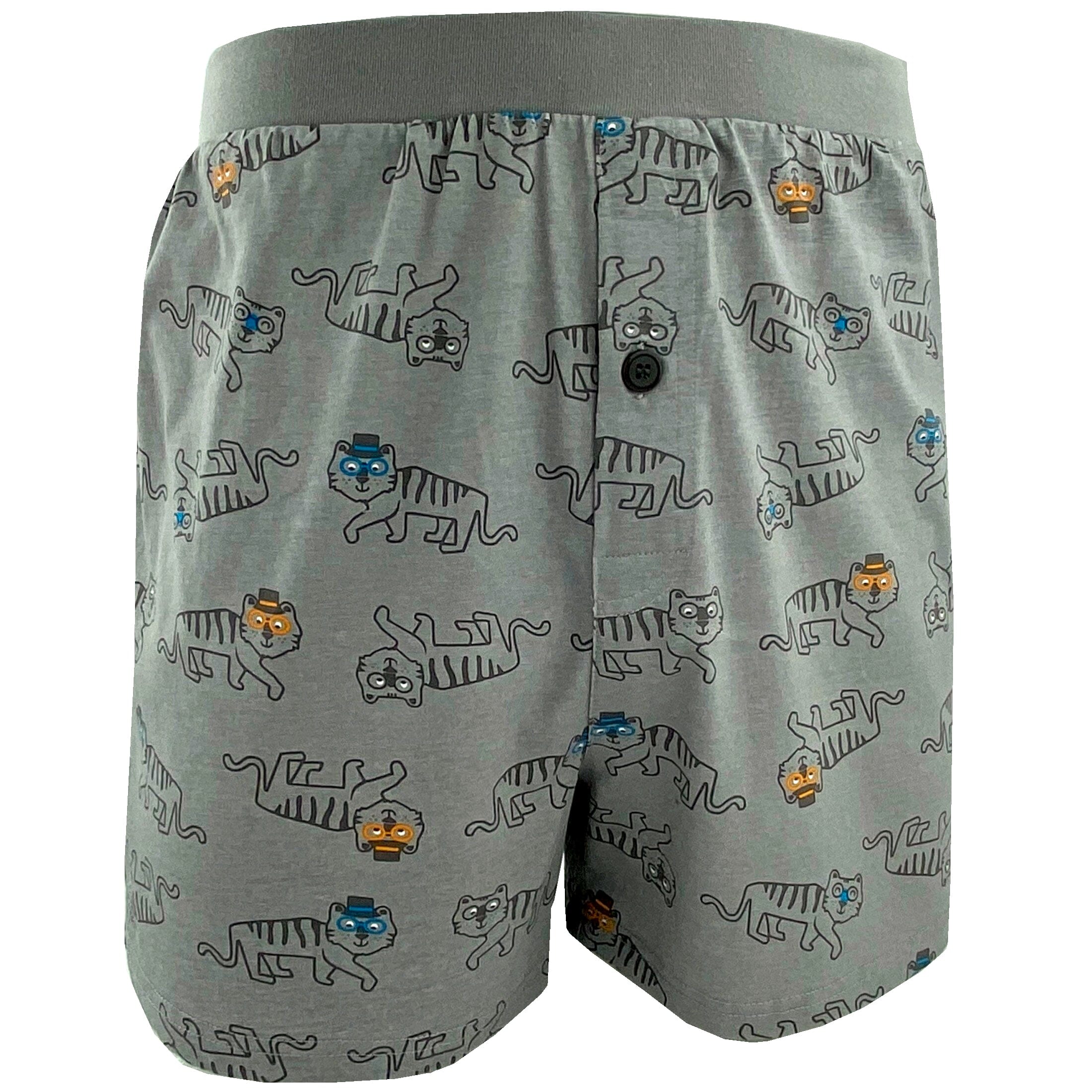 Comfy Sleepwear Cute Tiger All Over Print Cotton Pajama Shorts for Men