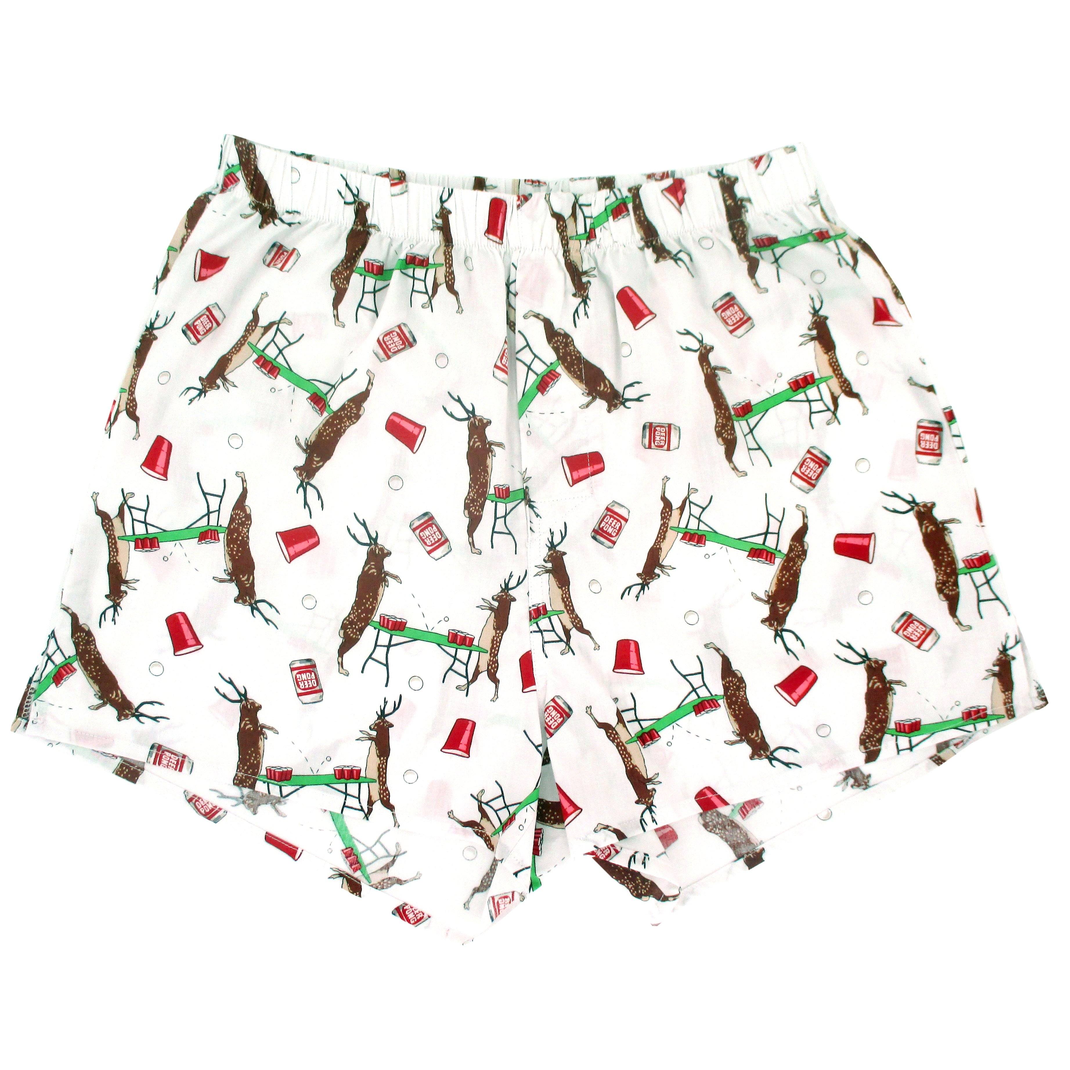 Funny Deer Playing Beer Pong All Over Print Print Cotton Boxer Shorts