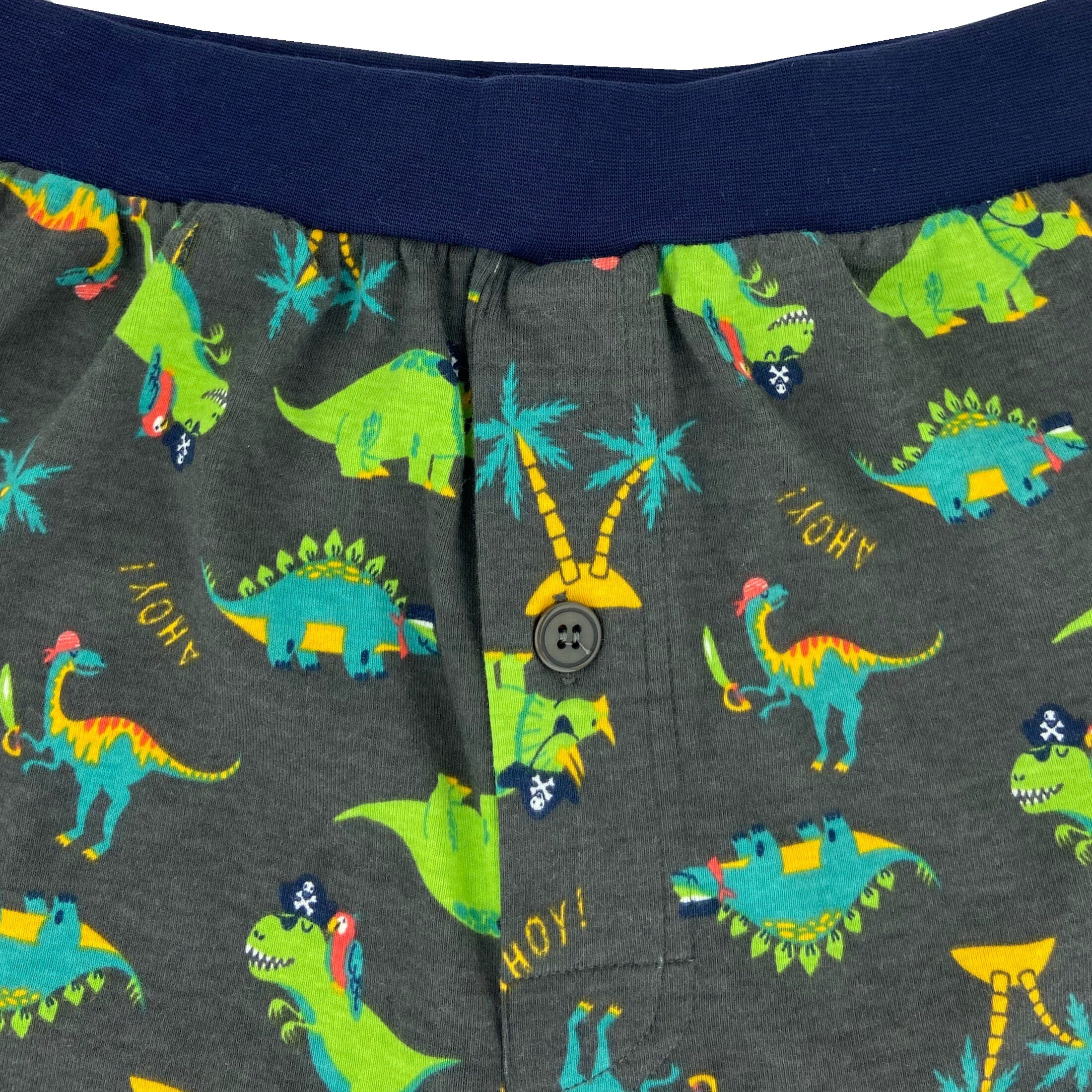 Men's Dinosaur Pirates All-Over-Print Cotton Jersey Knit Pajama Shorts