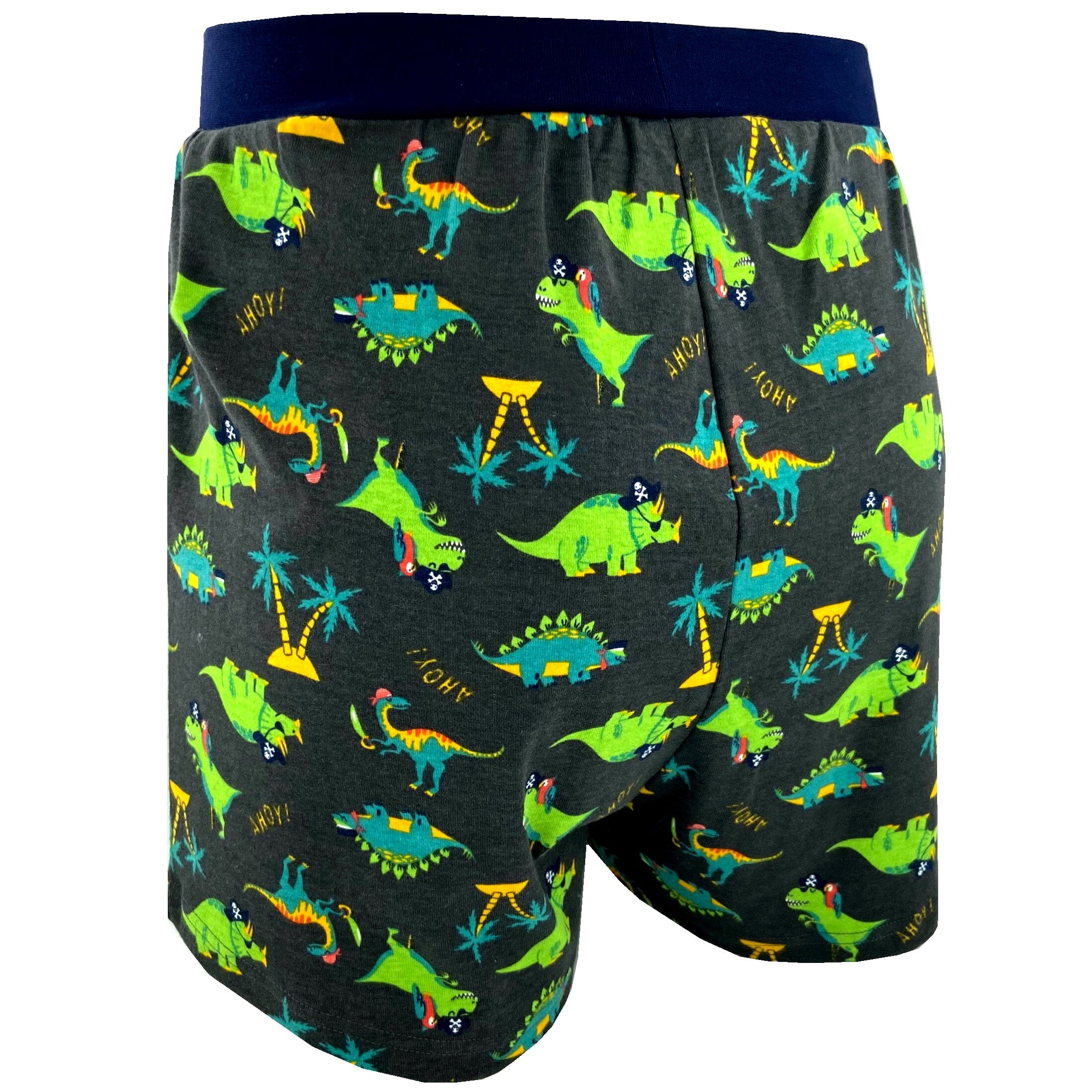 Men's Dinosaur Pirates All-Over-Print Cotton Jersey Knit Pajama Shorts