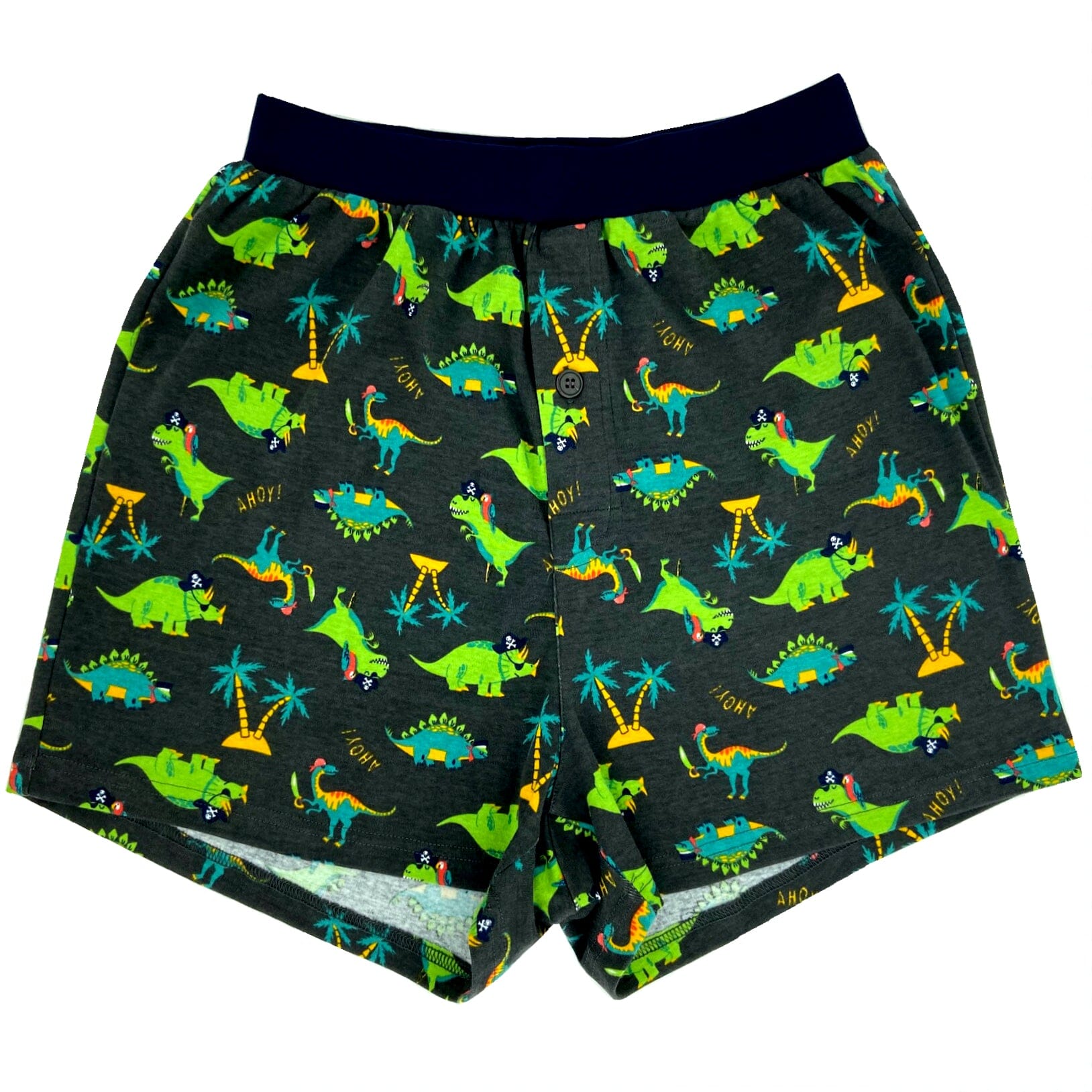 Men's Dinosaur Pirates All-Over-Print Cotton Jersey Knit Pajama Shorts