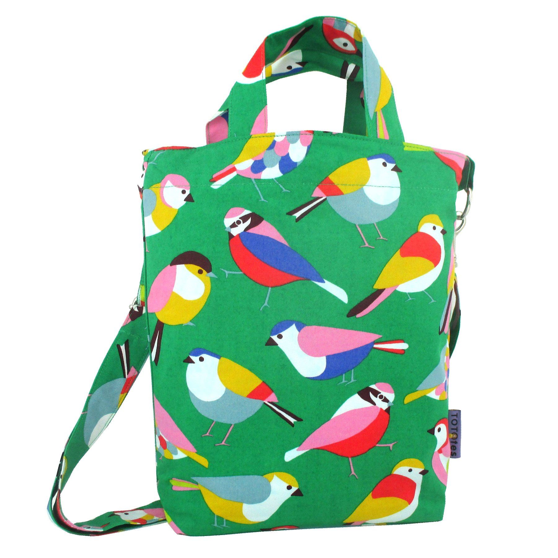 Bright Green Bird All Over Print Mini Cross Body Duck Tote Bag for Women