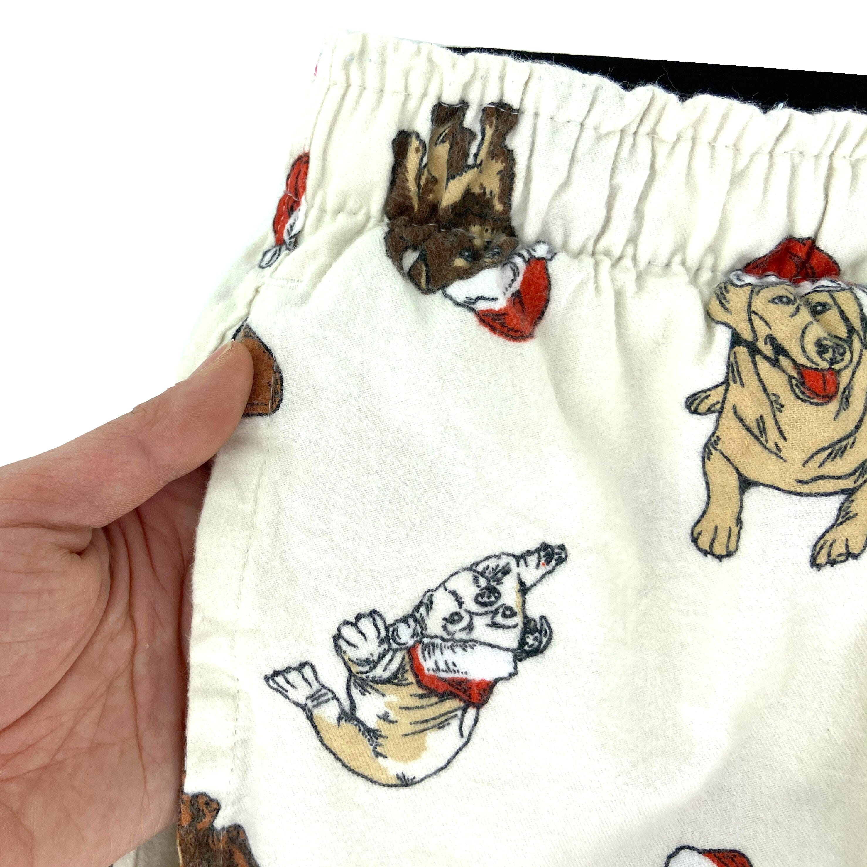 Fun Festive Flannel Pajama Pants for Men with Puppies All Over Print Pattern