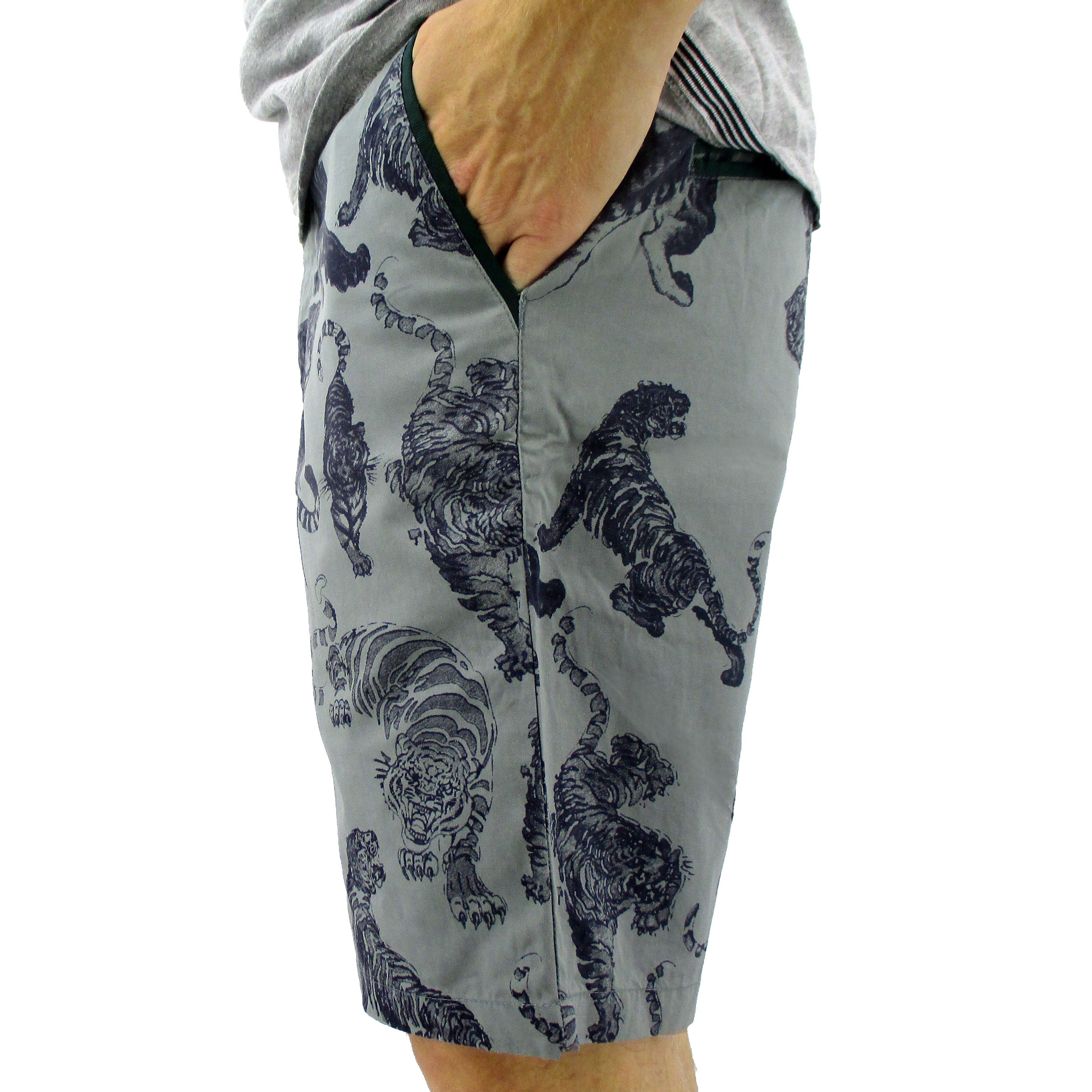 Rock Atoll Men's Flat Front Chino Shorts with Black Panther Tiger All Over Print in Mint