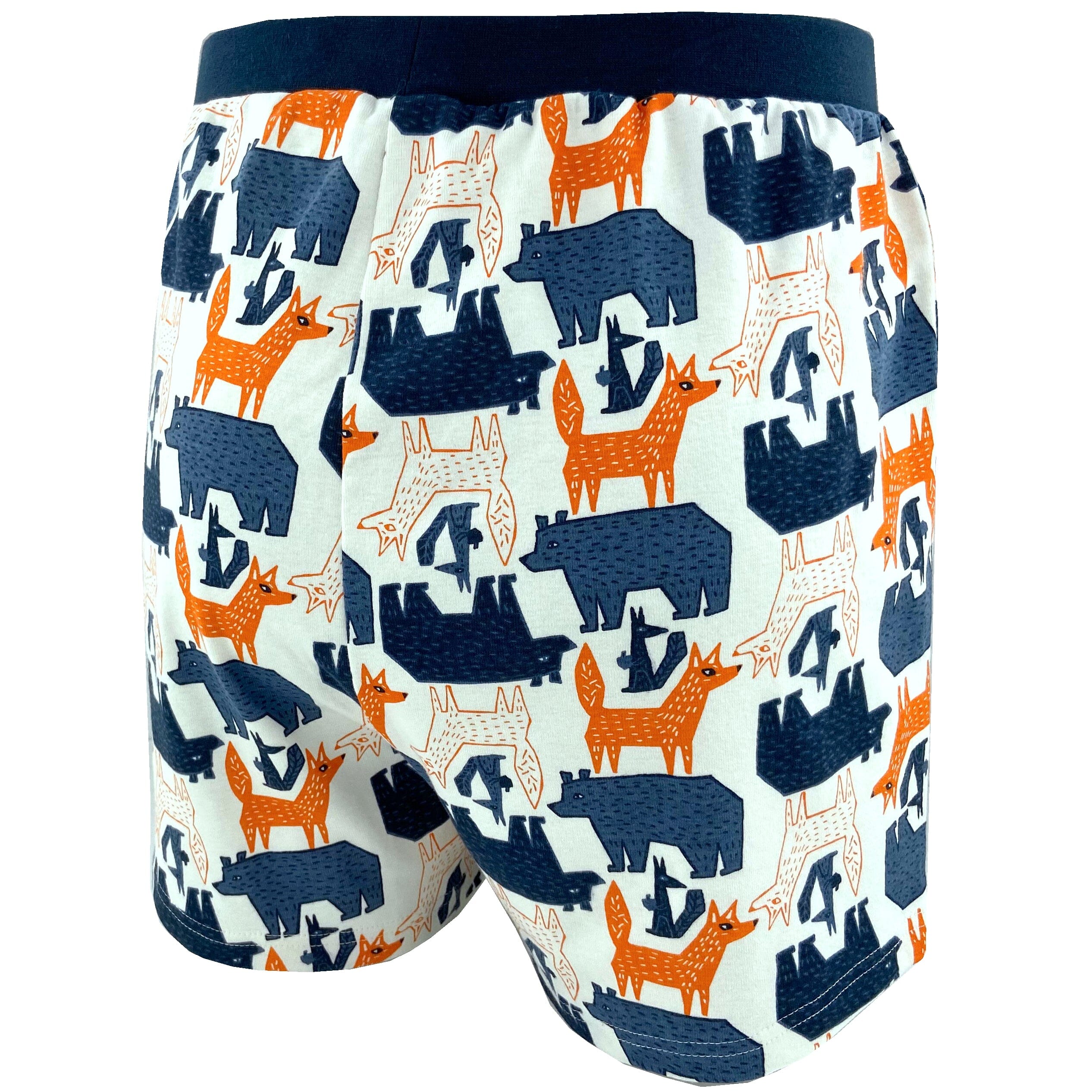 Men's Foxes and Bears All Over Print Cotton Knit Boxer Pajama Shorts