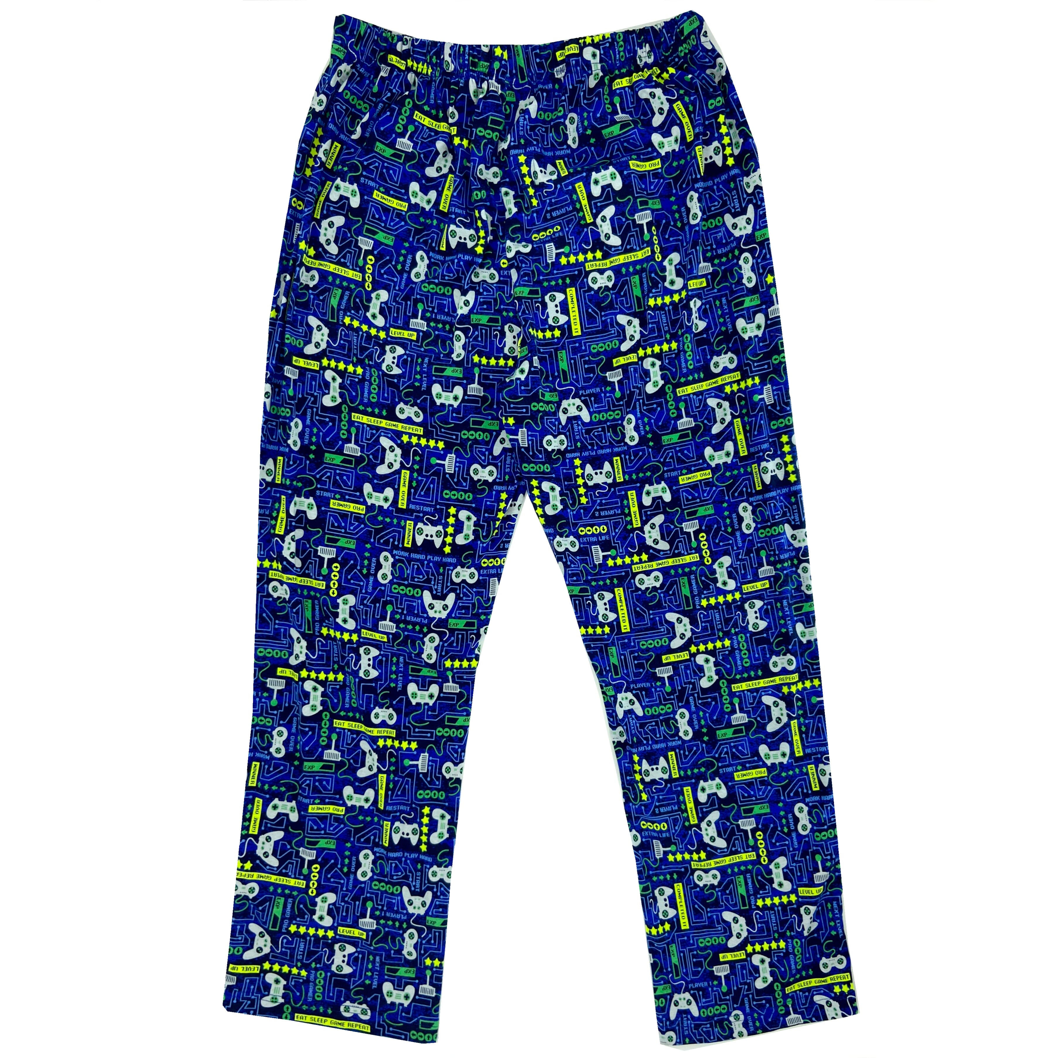 Men's Retro Game Console Patterned Long Cotton Pyjama Lounge Bottoms