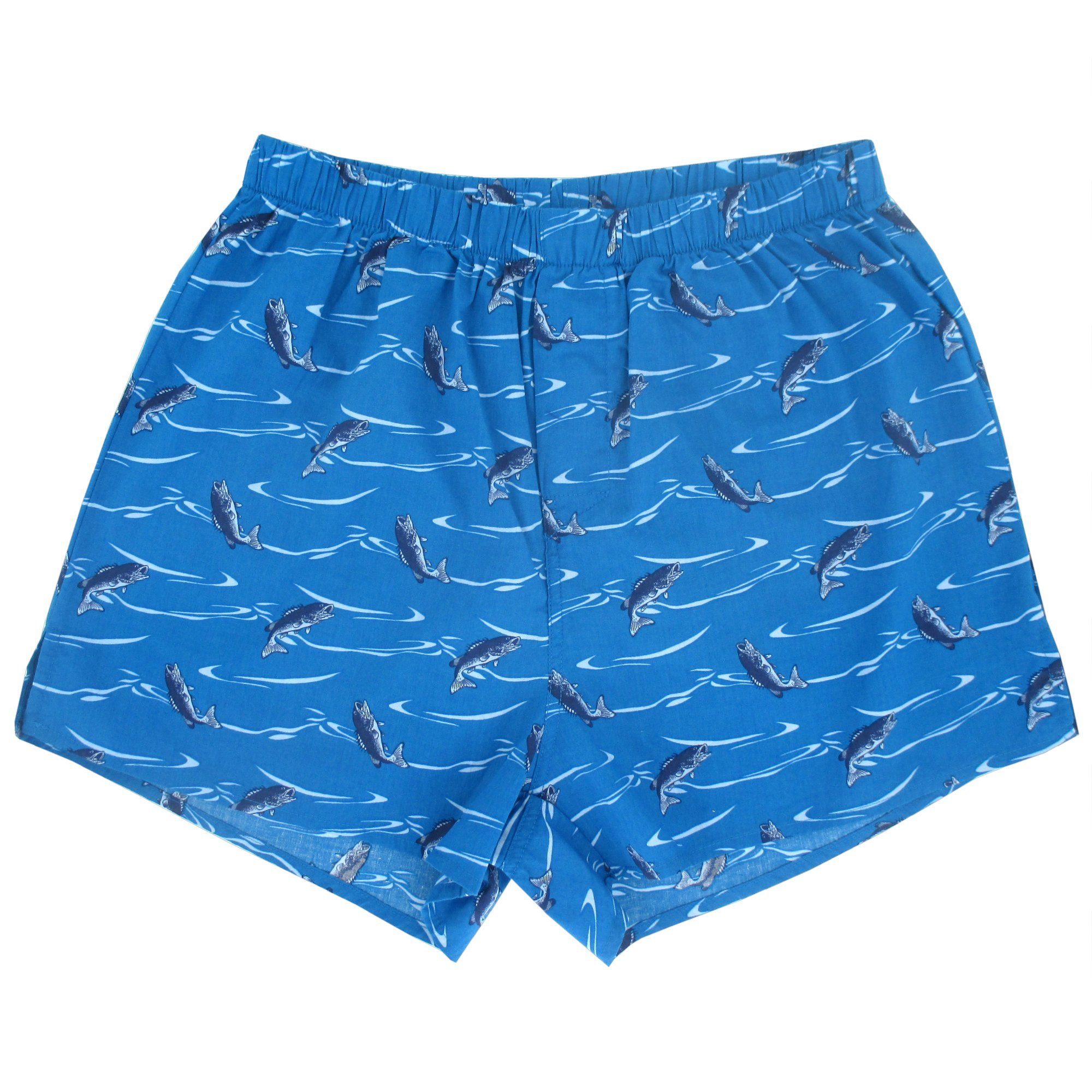 Gifts for Outdoorsy Men. Rock Atoll Sleepwear. Fish Patterned Cotton Boxer Shorts