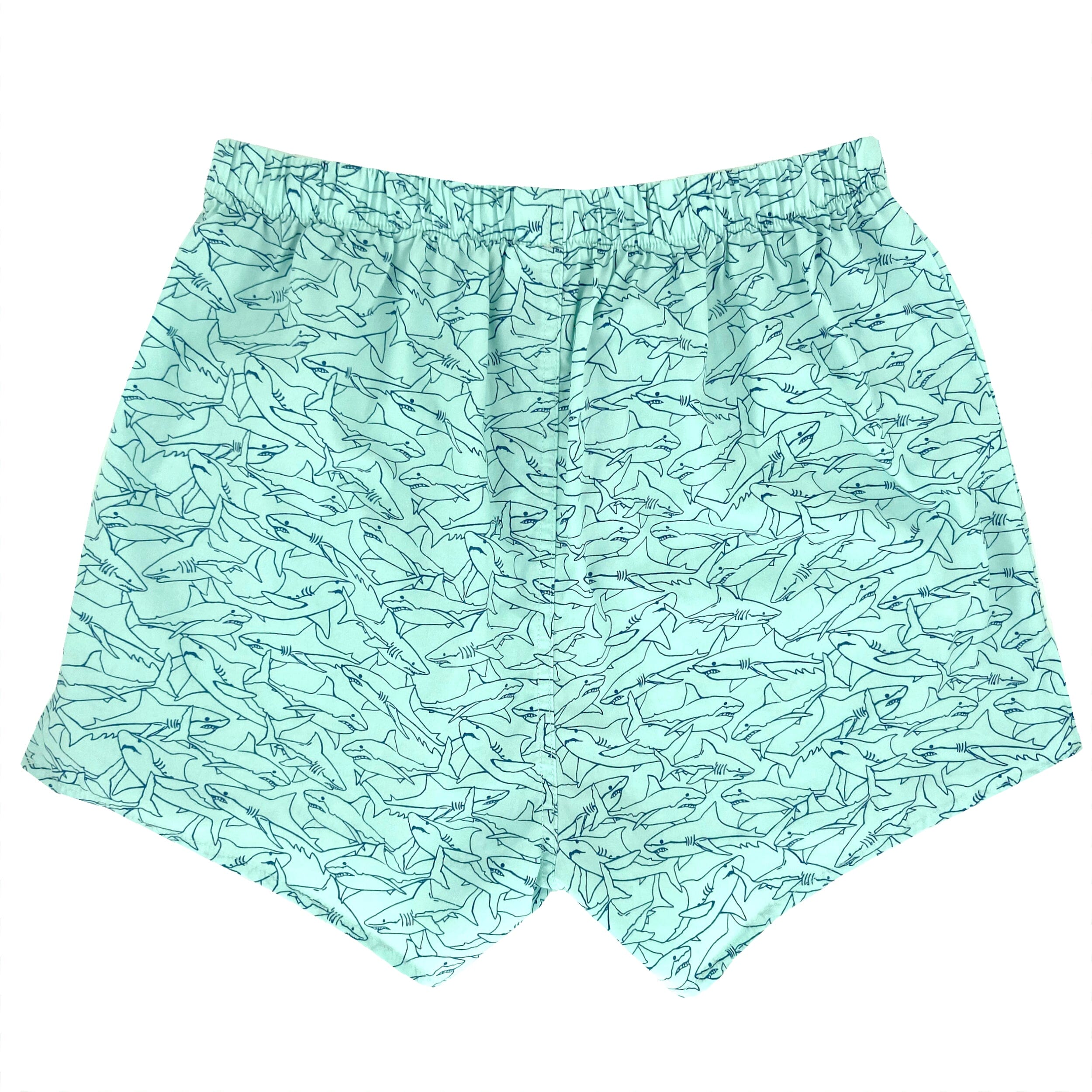 Great White Shark Collage Print Boxer Shorts for Men in Light Blue