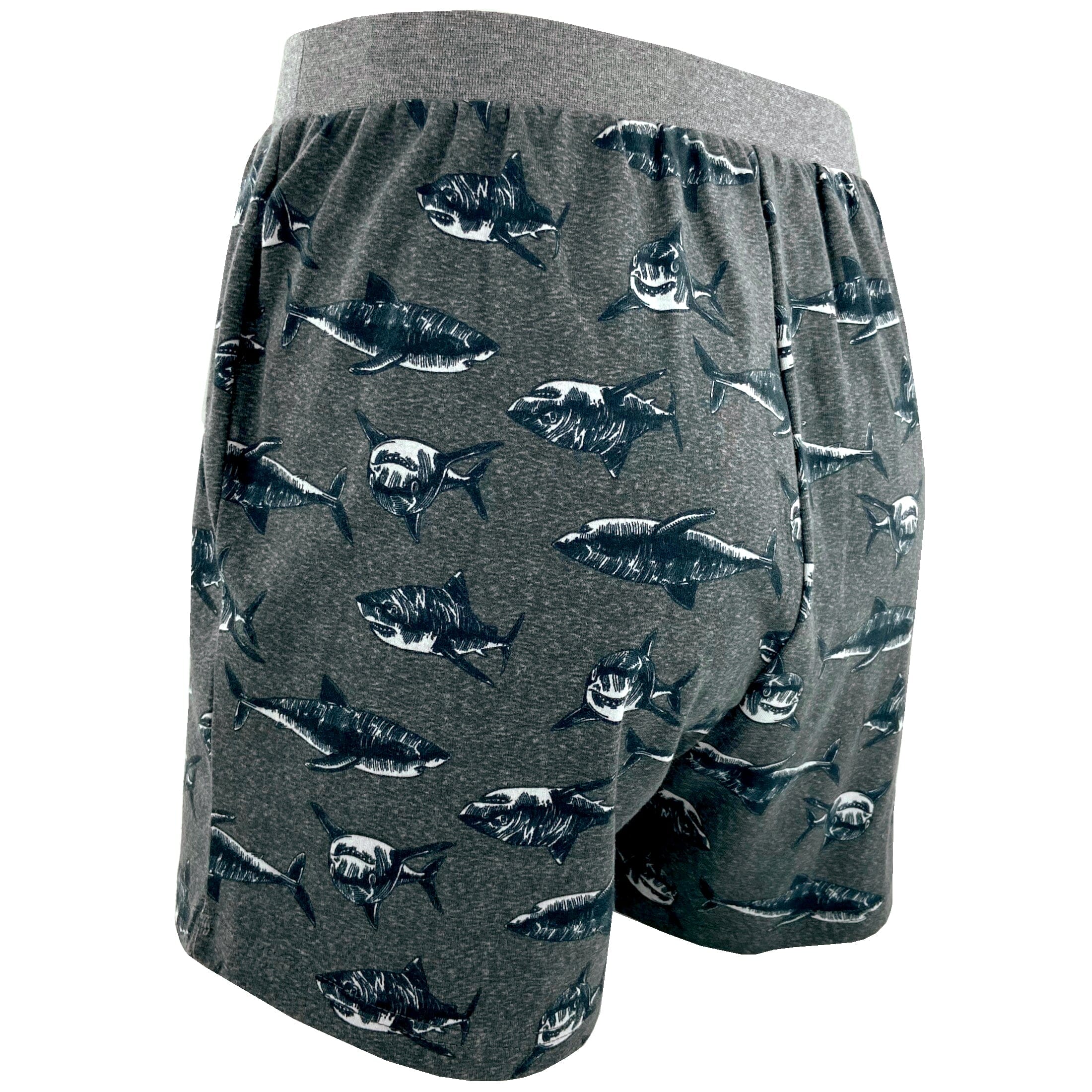 Men's Great White Shark All-Over Print Cotton Knit Boxer Pajama Shorts