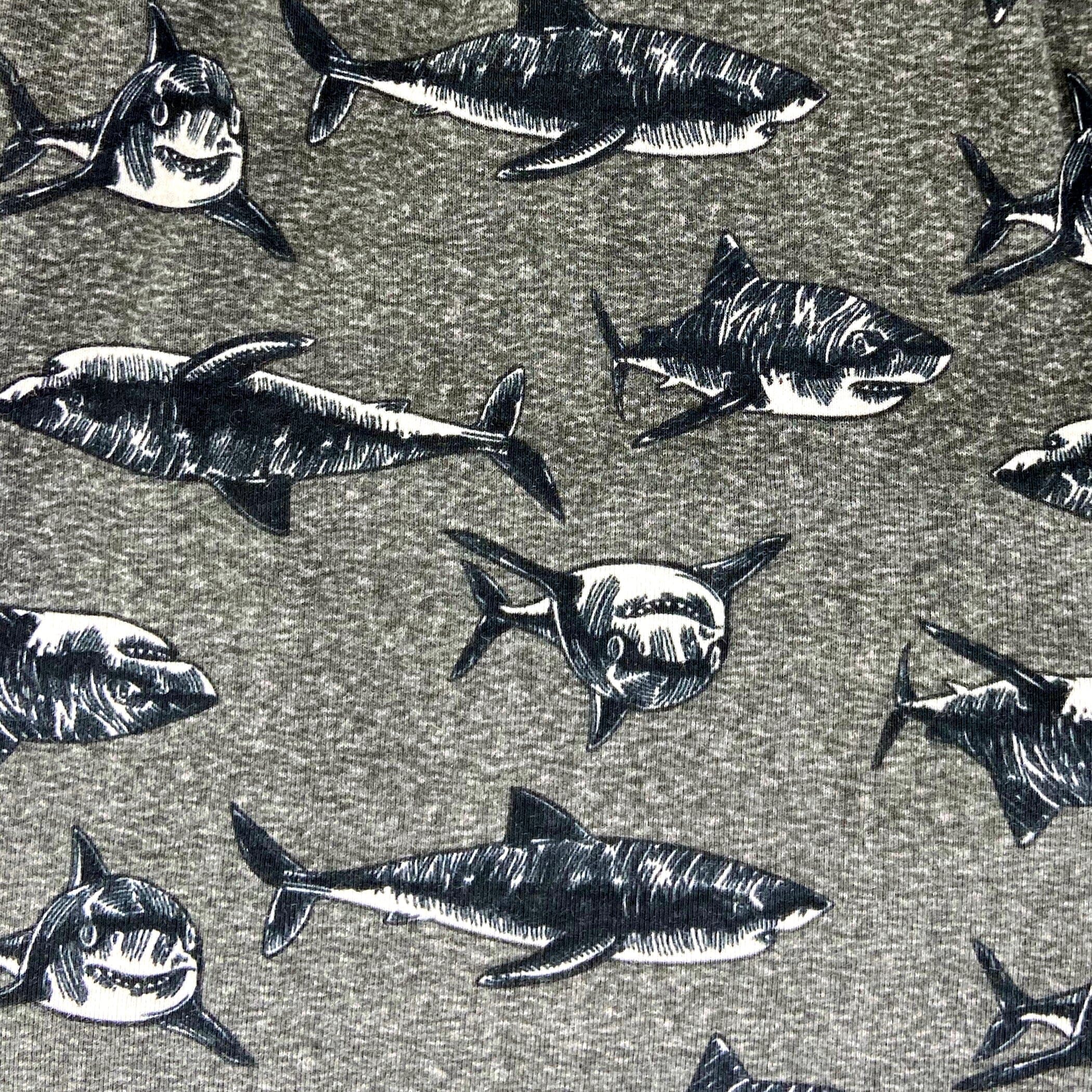 Men's Great White Shark All-Over Print Cotton Knit Boxer Pajama Shorts