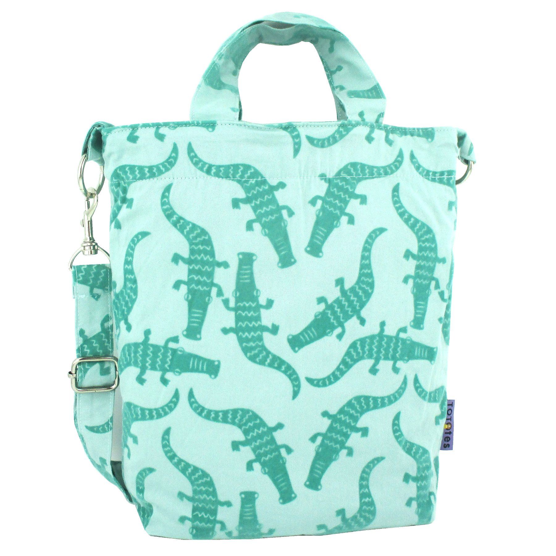 Pack of 2: Bright Colorful Crossbody Tote Duck Bag in Desert Cactus Crocodile All Over Print