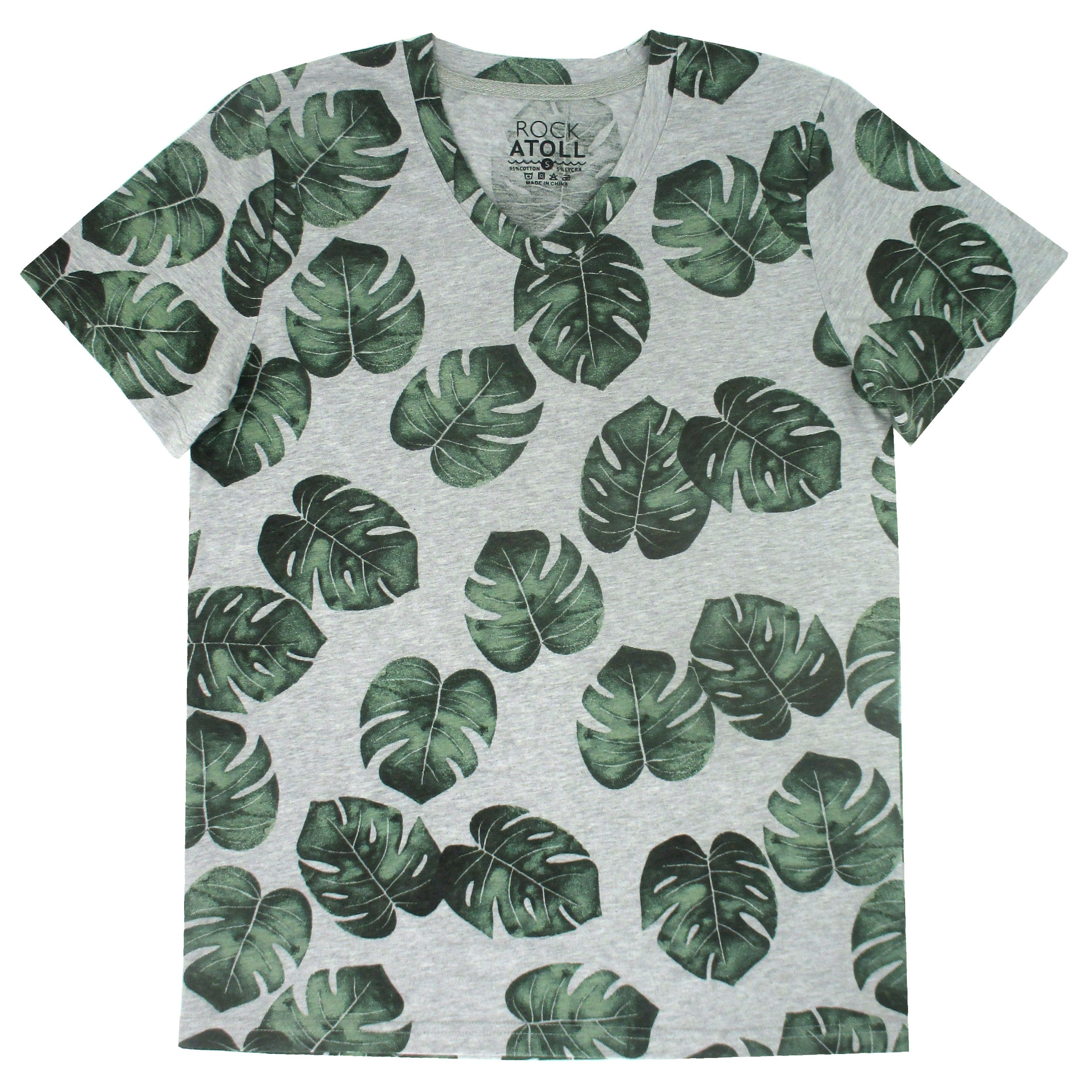 Men's Soft Cotton Jersey Short-Sleeve Monstera Leaf Patterned T-Shirt