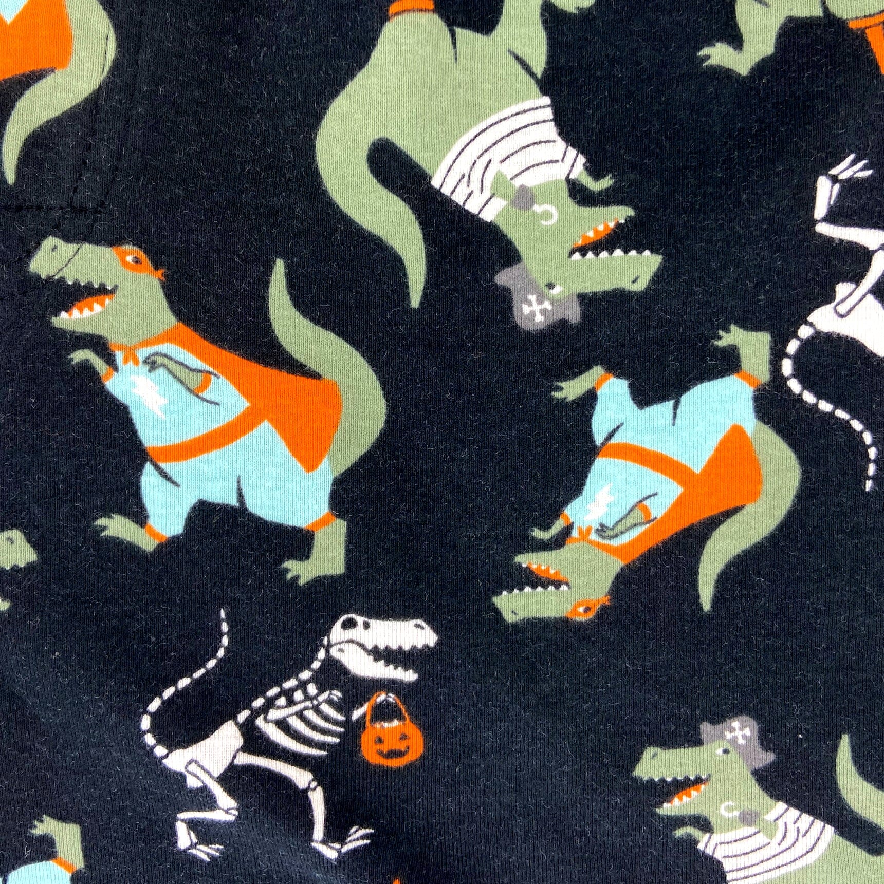 Men's Halloween Dinosaur Skeleton Cartoon Patterned Sleep PJs Shorts