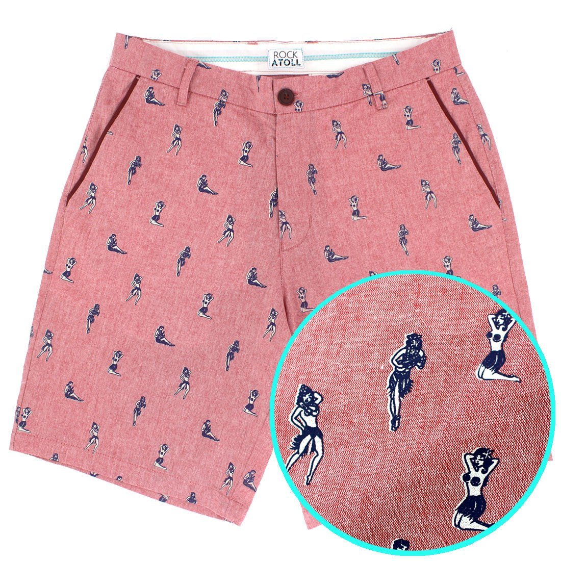 Fun Colorful Patterned Men's Flat Front Chino Shorts in Novelty Prints